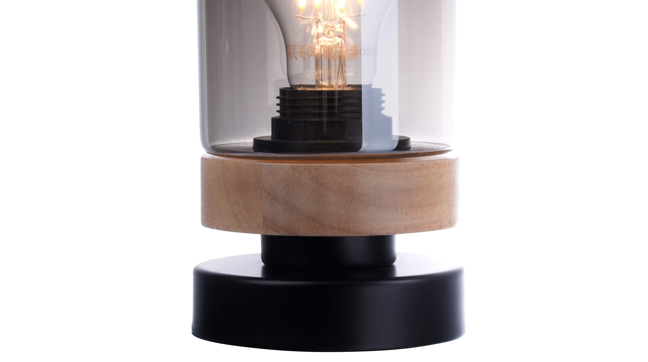 Tischlampe schwarz Rauchglas 1-flammig drehbar - PASQUAL