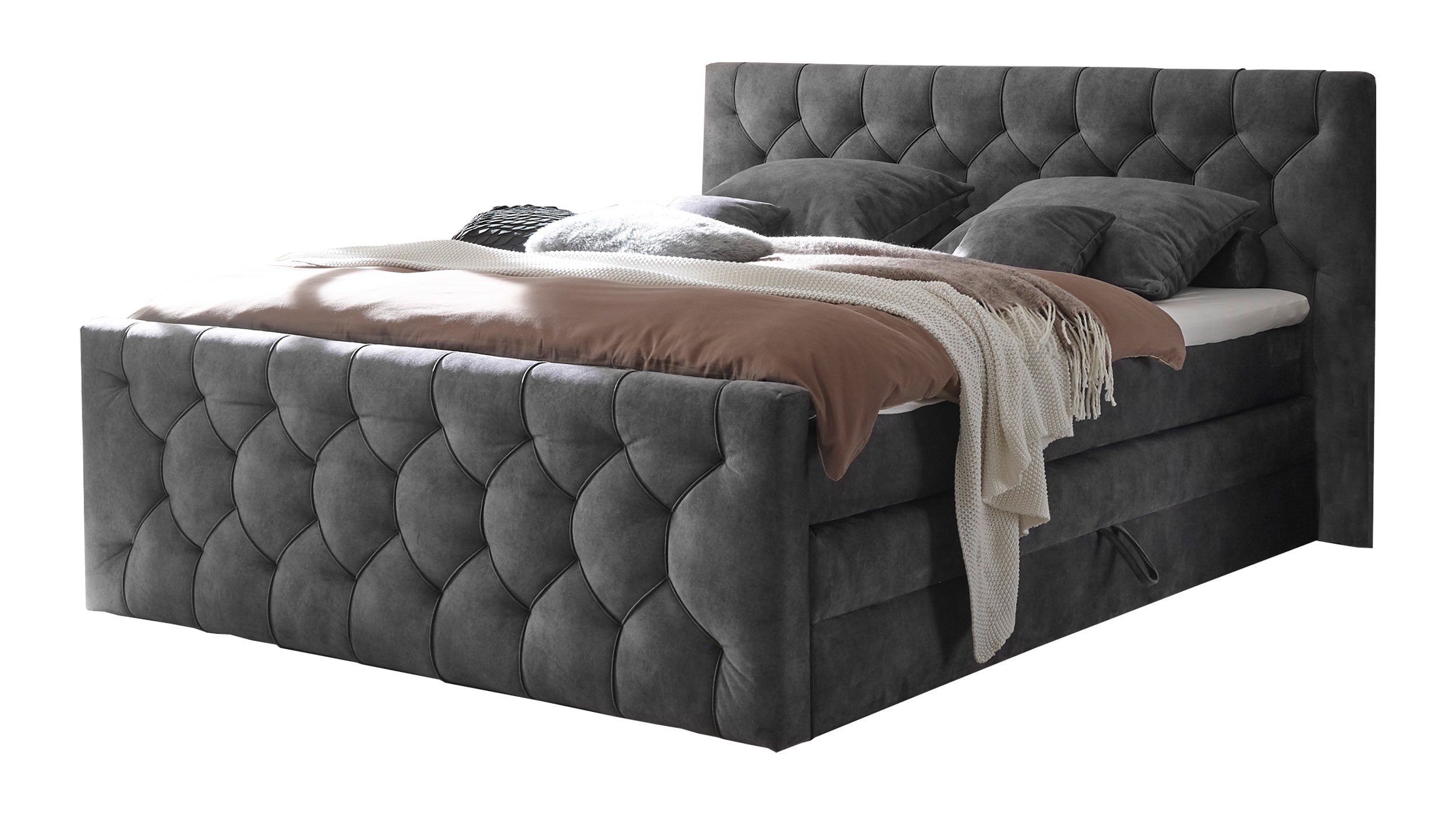 Boxspringbett 180 x 200 cm anthrazit Bettkasten - CASHFIELD Boxspringbett 180 x 200 cm anthrazit Bettkasten - CASHFIELD