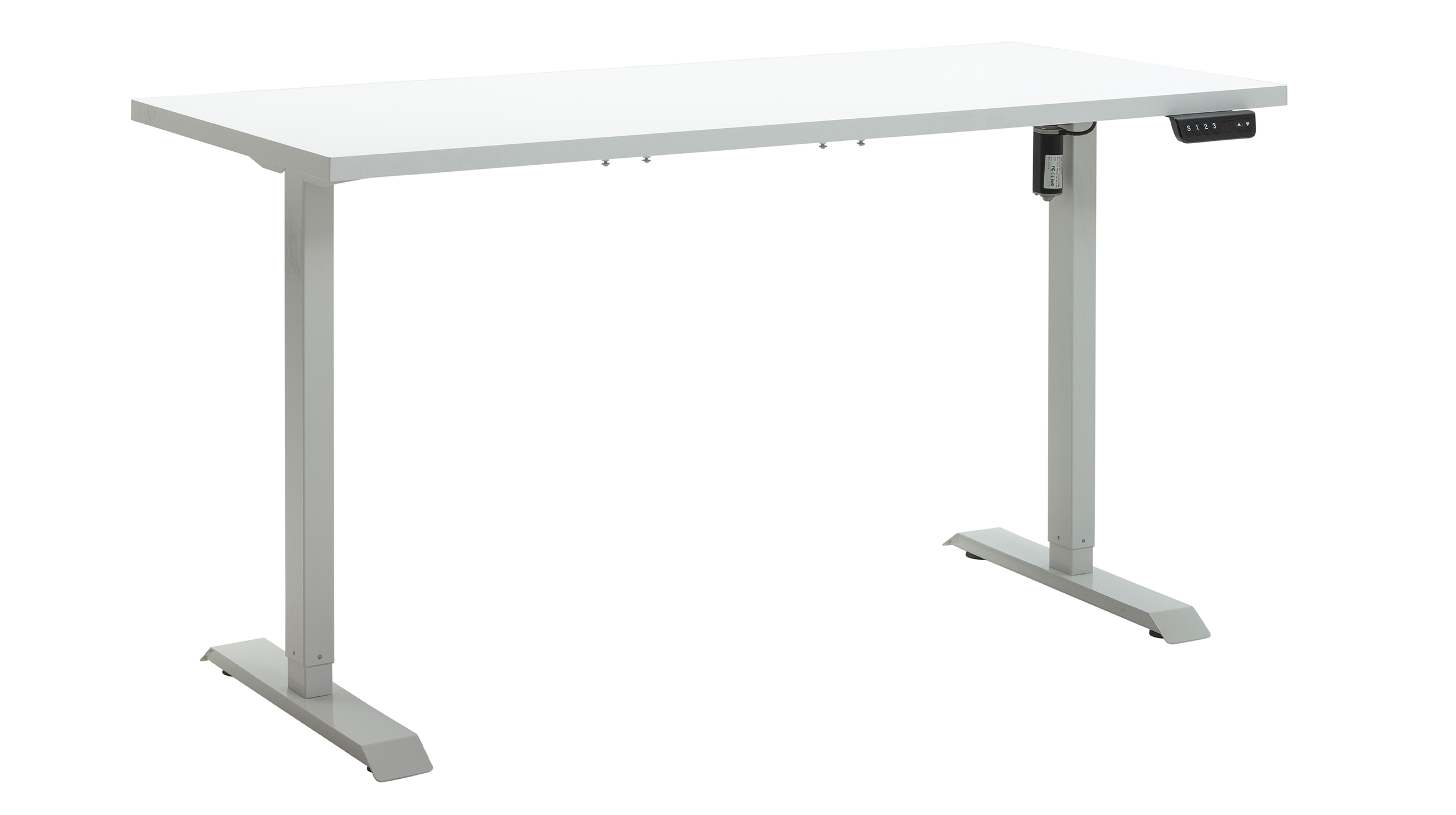 Computerschreibtisch höhenverstellbar weiß hochglanz 150 cm - ENERGIA Computerschreibtisch höhenverstellbar weiß hochglanz 150 cm - ENERGIA