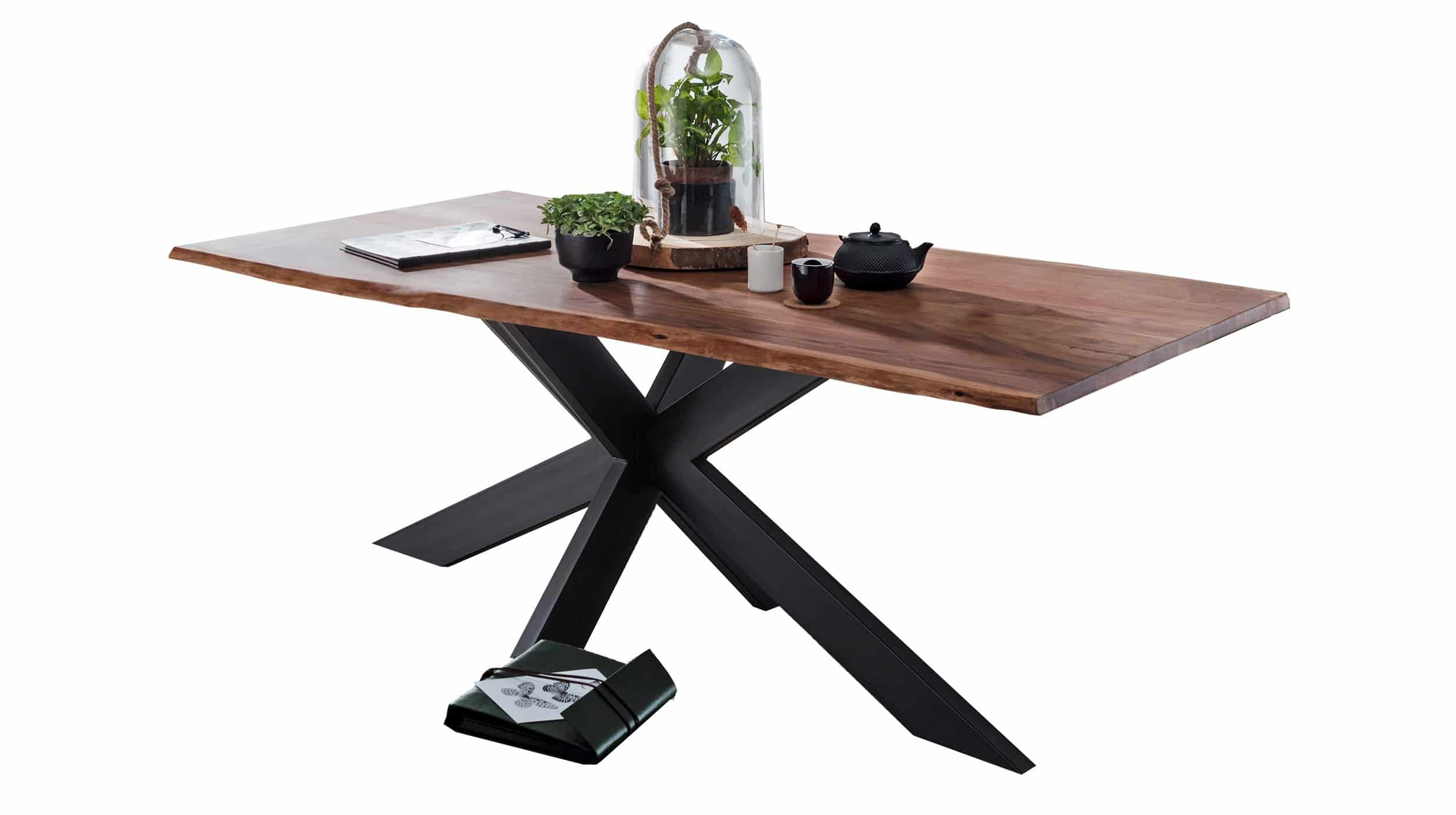 Esstisch Baumkantentisch 180 cm Akazie massiv lackiert - TIMY Esstisch Baumkantentisch 180 x 90 cm massiv Akazie - TIMY