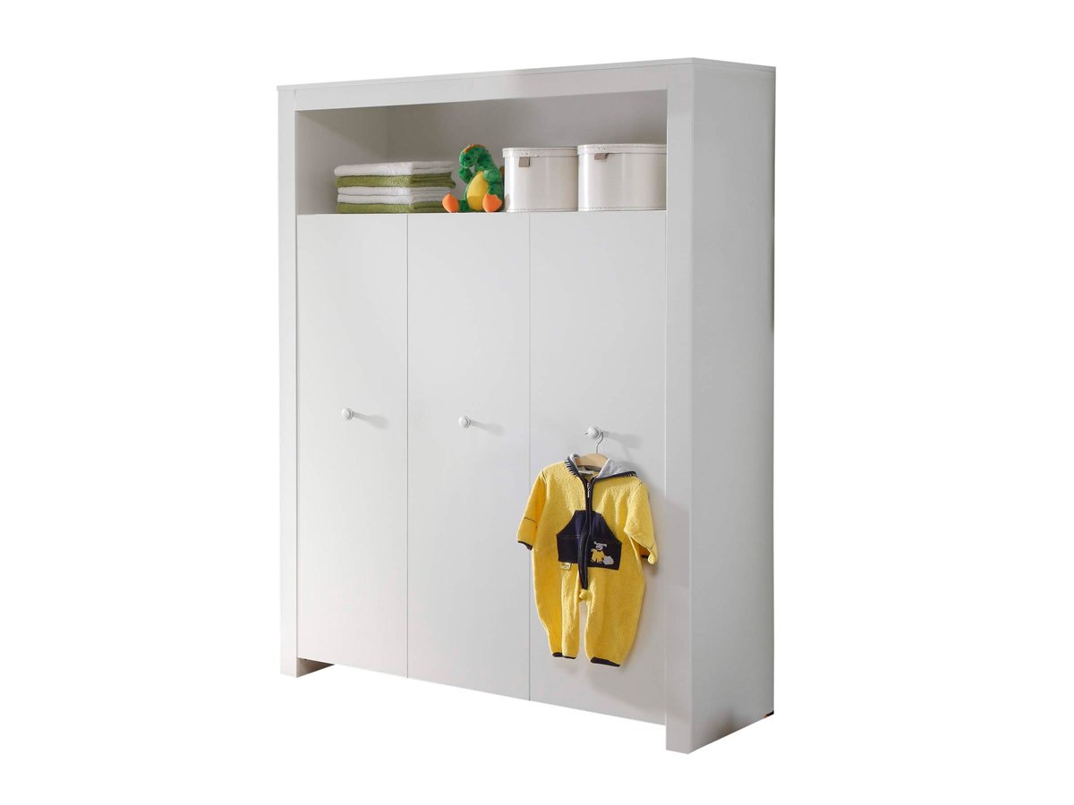 Kleiderschrank weiß 130 cm 3-türig - OLIVIA Kleiderschrank weiß 130 cm 3-türig - OLIVIA