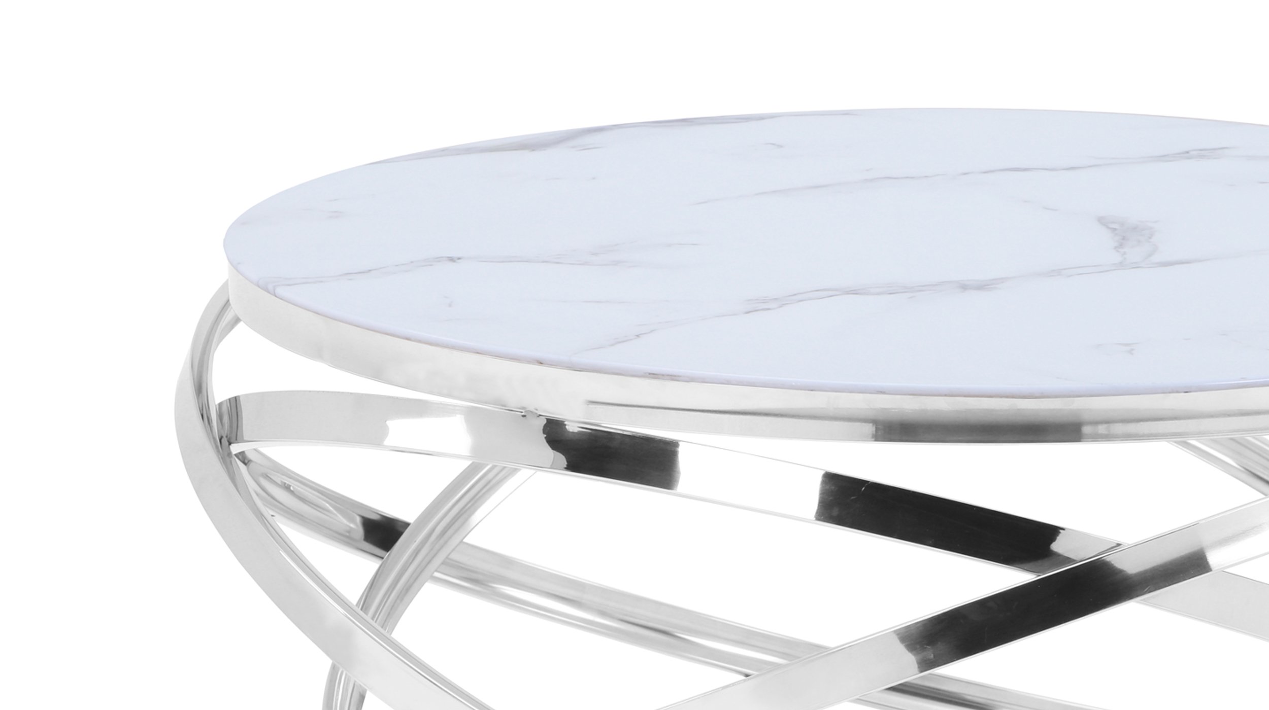 Couchtisch Glas Marmor-Optik weiß 90 x 43 cm - GALINA