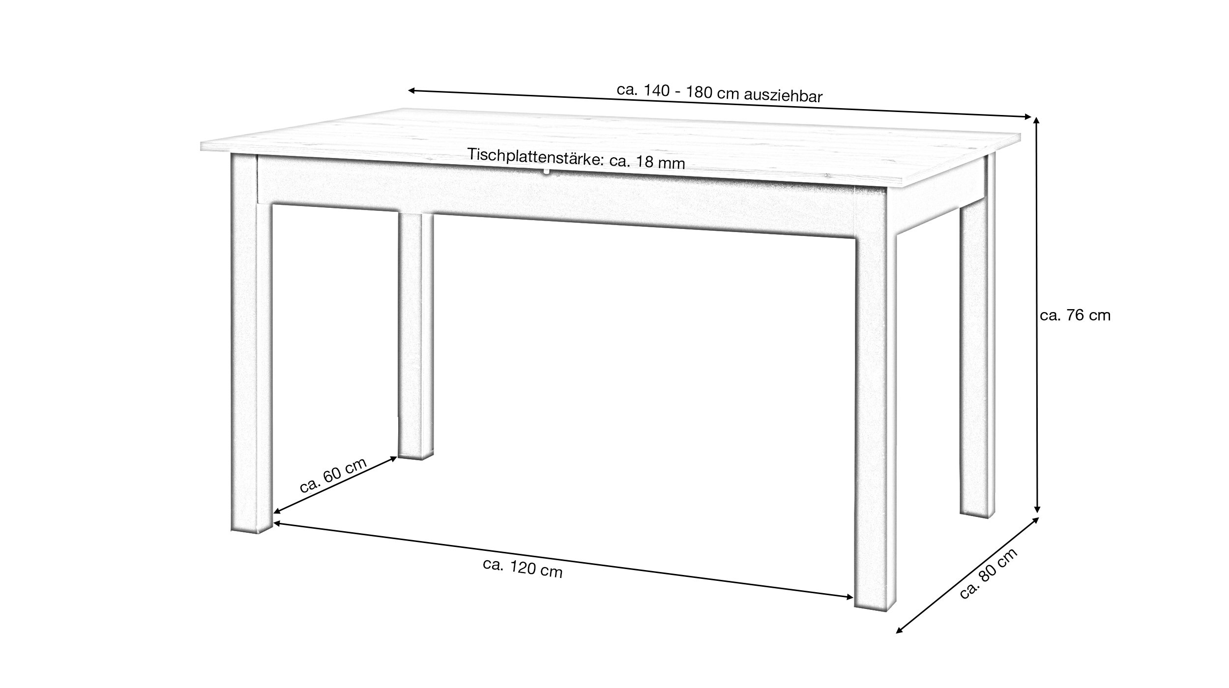 Esstisch 140 - 180 cm Sonoma Eiche - Schwarz - COBURG