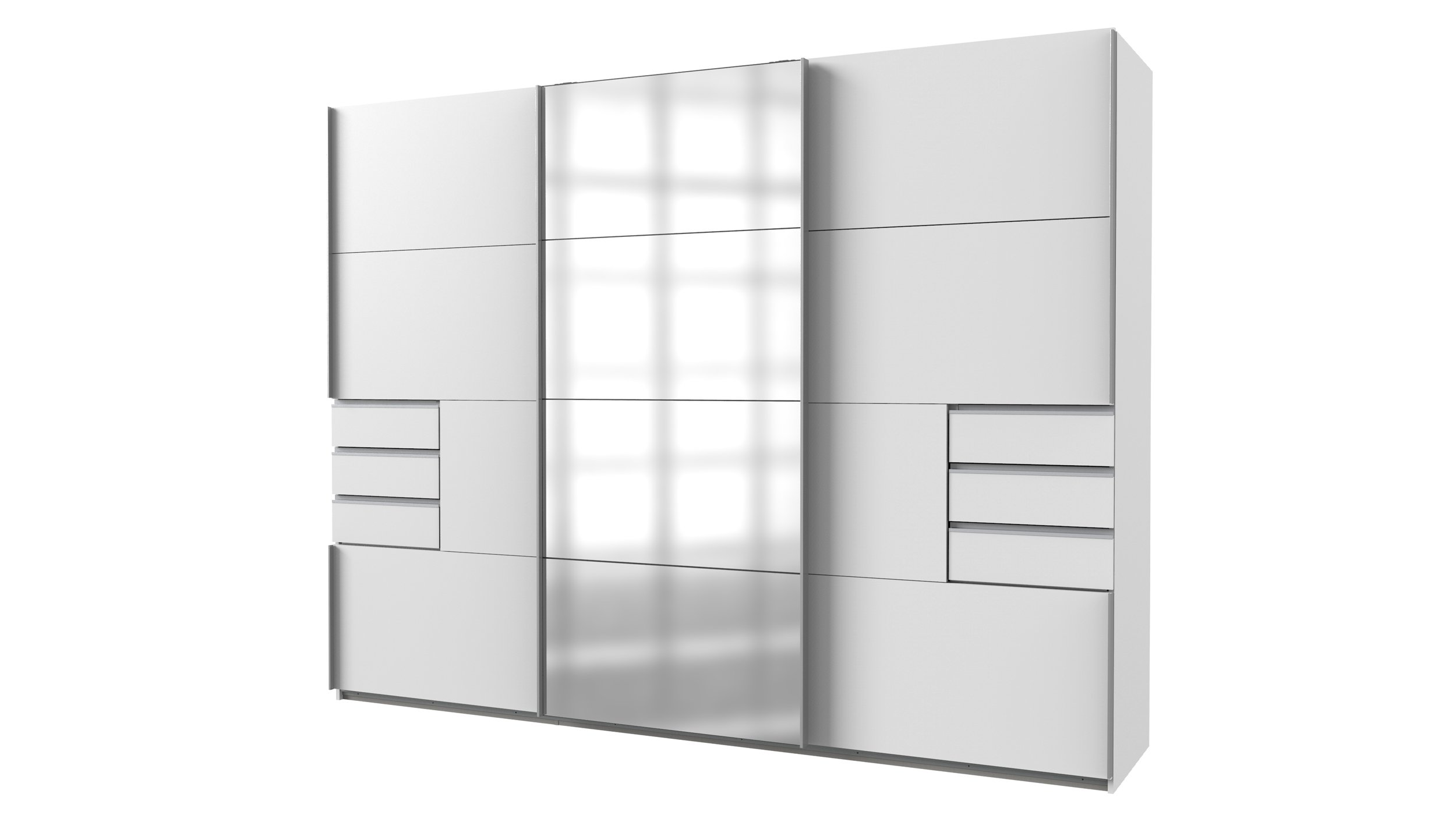 Schwebetürenschrank weiß mit Spiegel - 270 cm - SAIGON Schwebetürenschrank weiß 270 cm mit Spiegel - SAIGON
