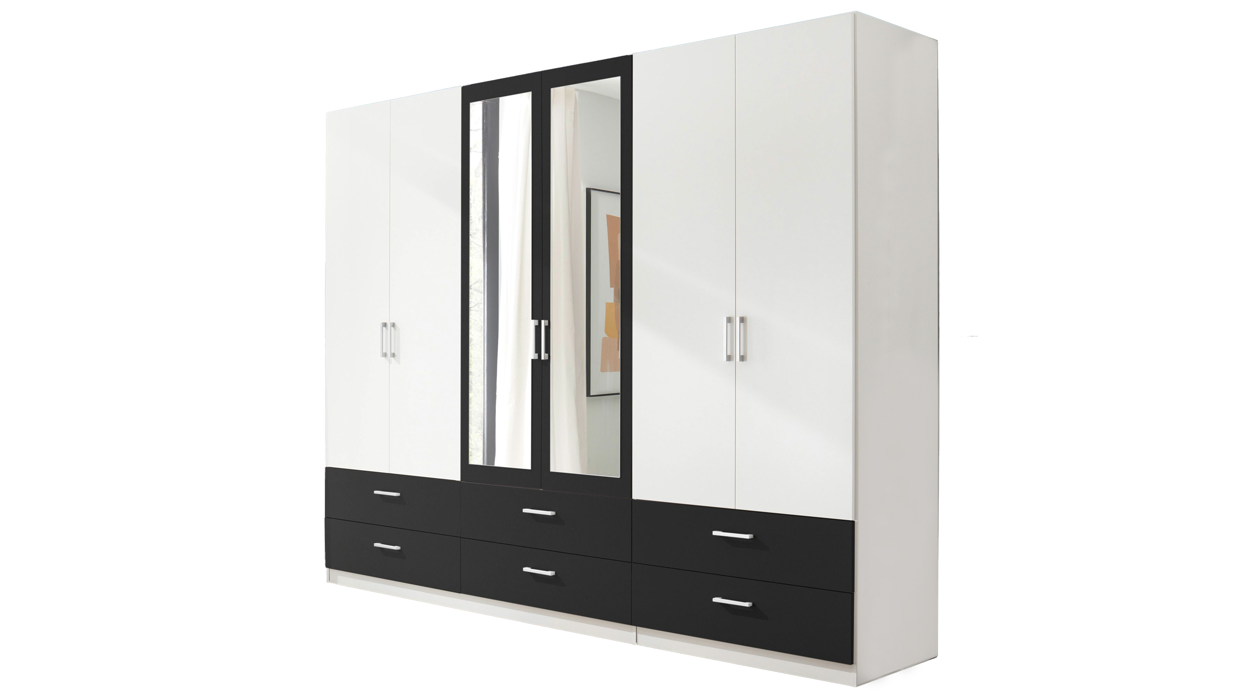 Kleiderschrank mit Spiegel - weiß - 272 cm - JANNE Kleiderschrank mit Spiegel - weiß - 272 cm - JANNE