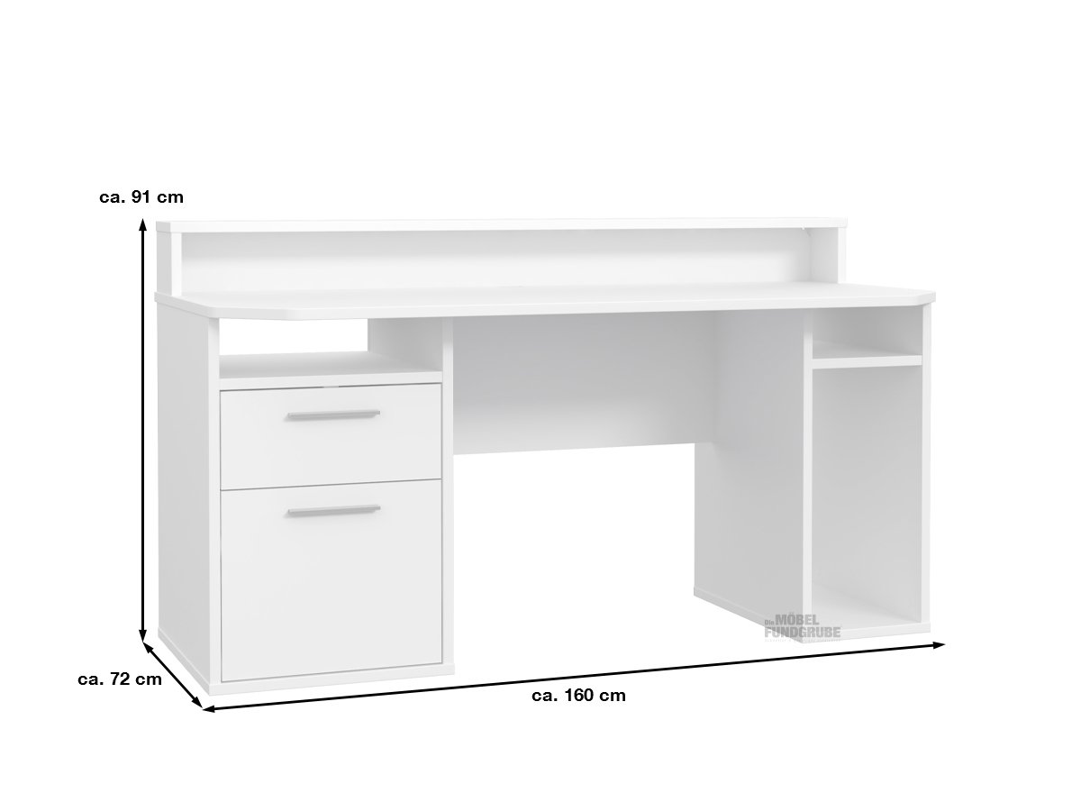 Gaming Tisch Computerschreibtisch 160 cm weiß - LED - TEZAUR