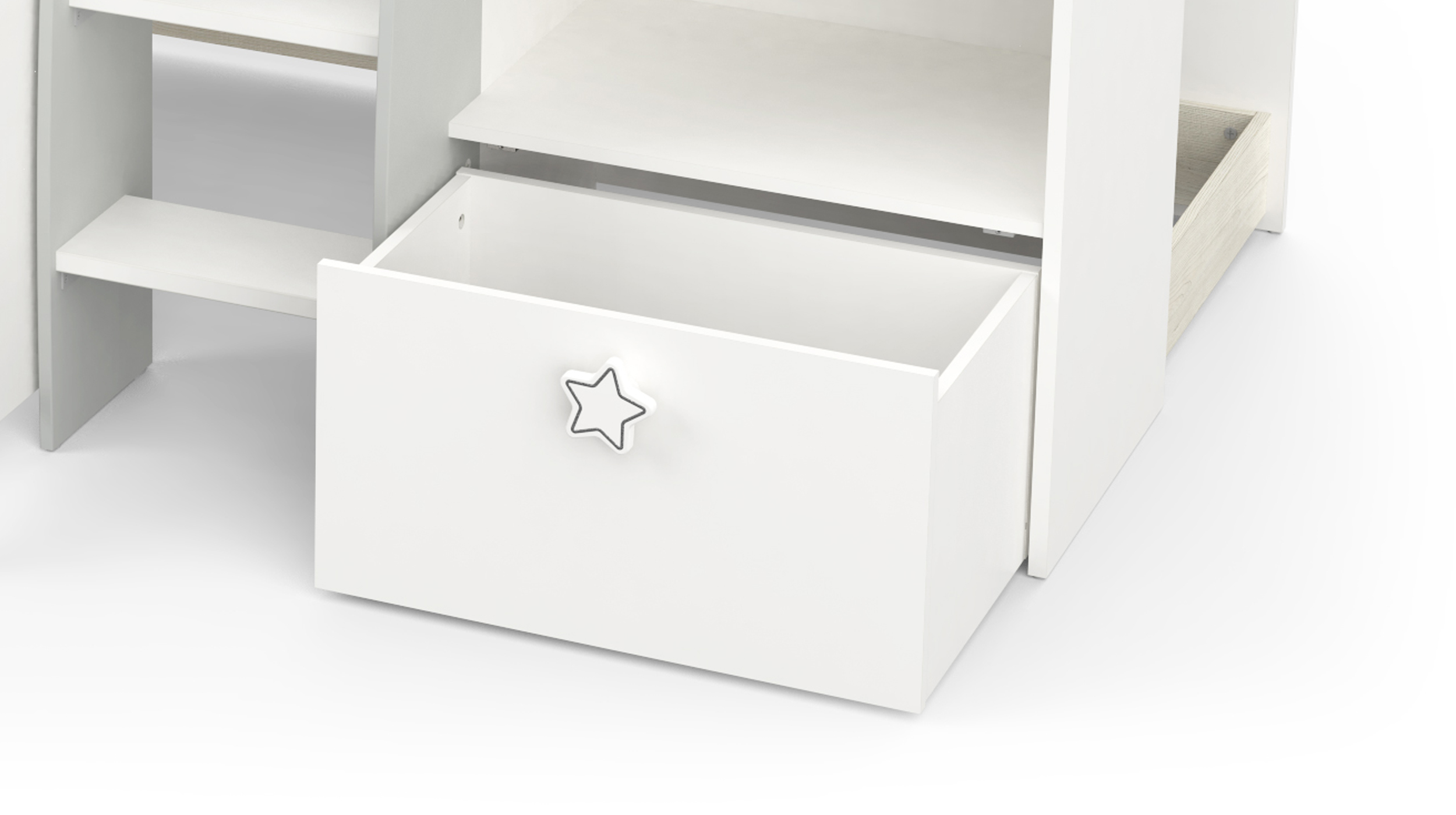 Hochbett 90 x 200 cm weiß - mit Schreibtisch - ETOILES