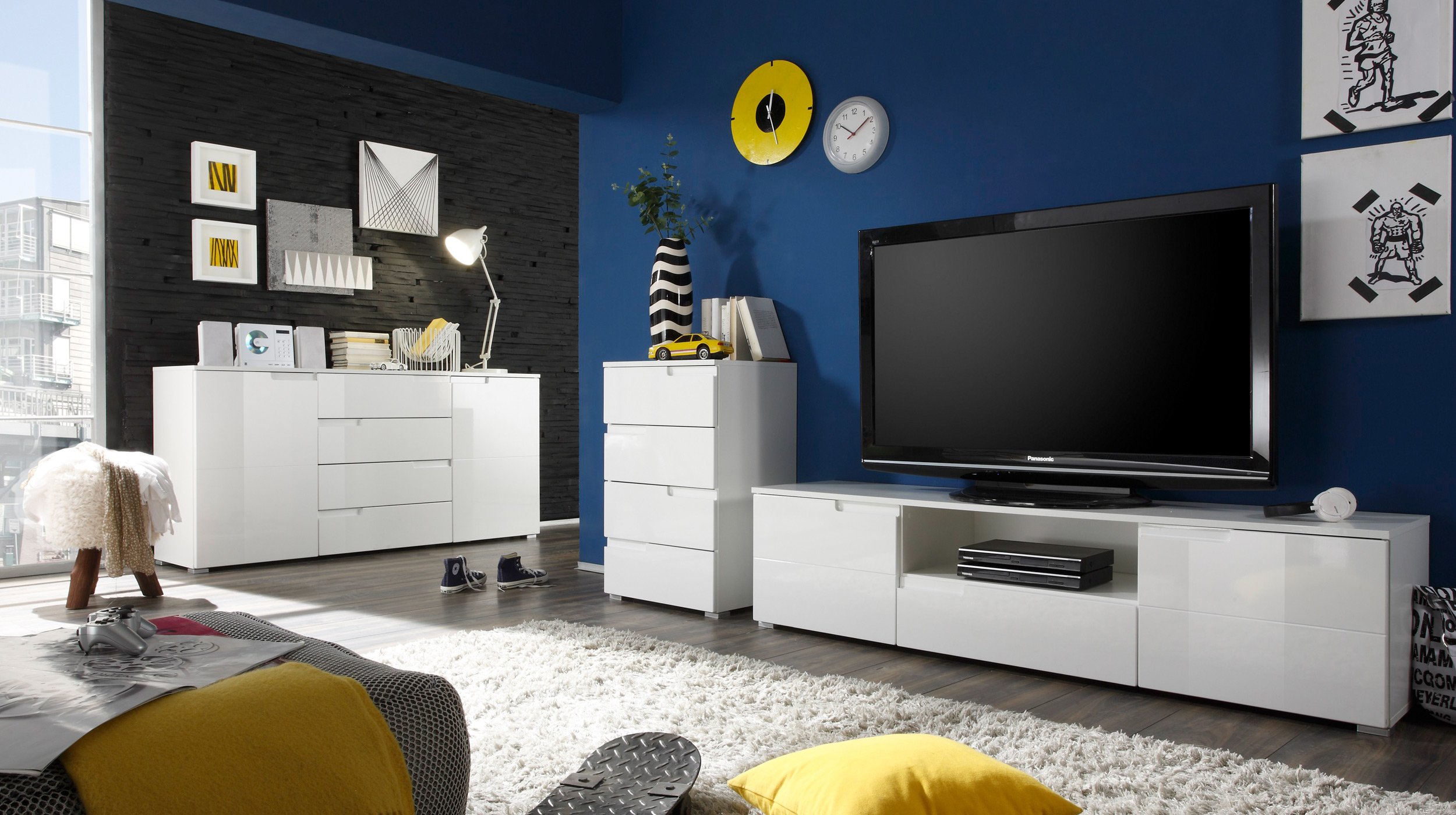 TV - Lowboard weiß hochglanz 165 cm TV - Board - SPICE