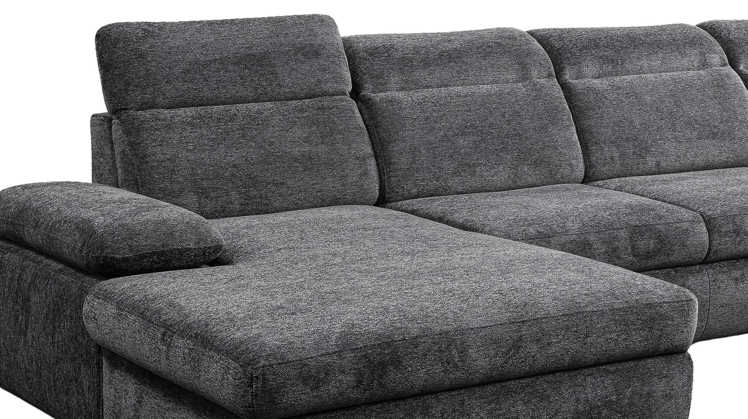 Wohnlandschaft Schlaffunktion anthrazit Bettkasten 359 cm - CORDOBA