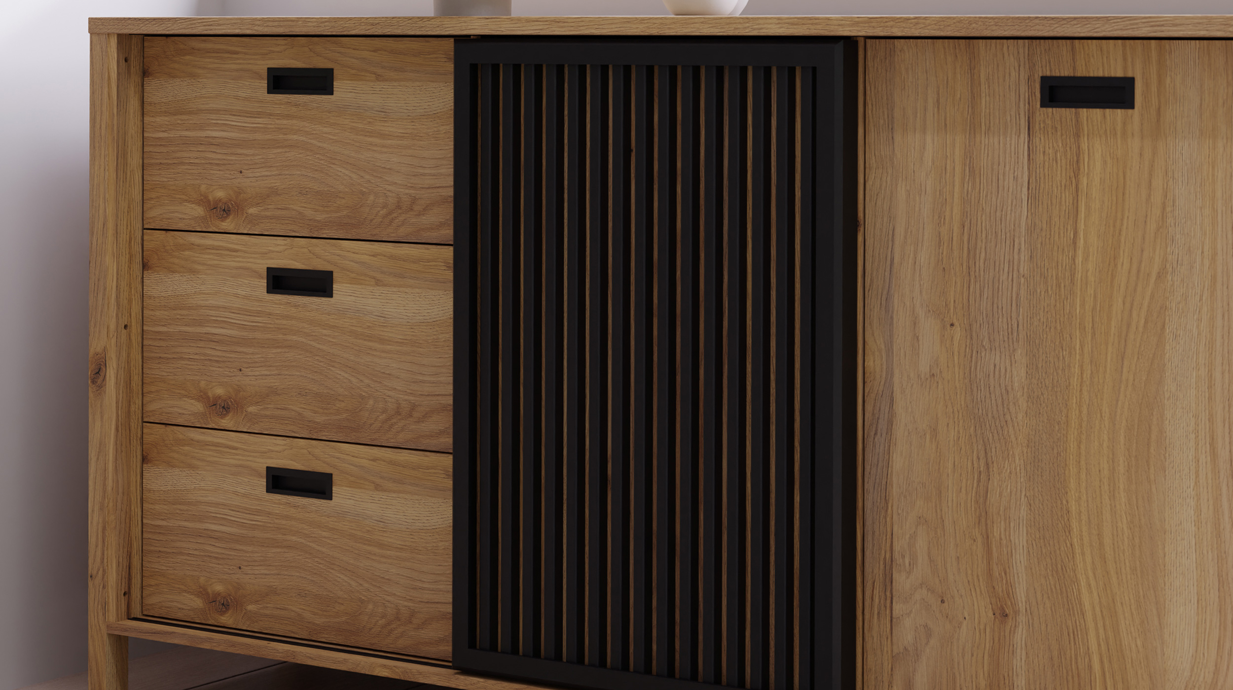 Sideboard Mauvella Eiche - schwarz 175 cm - JYTANA