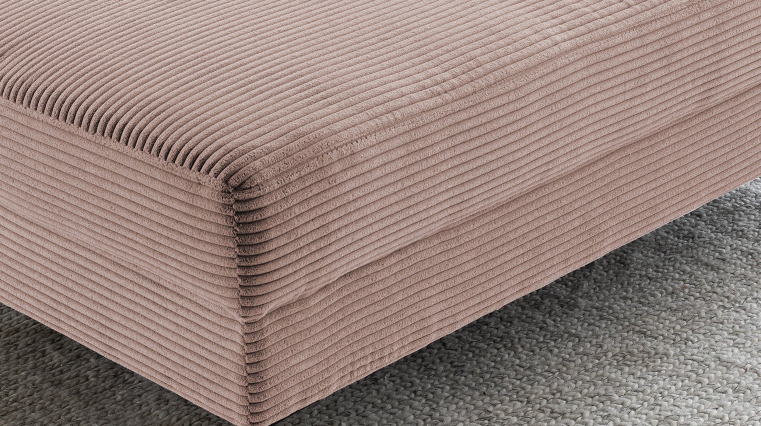 Hocker Sitzhocker 140 x 75 cm Cordbezug rosa - SUMMER