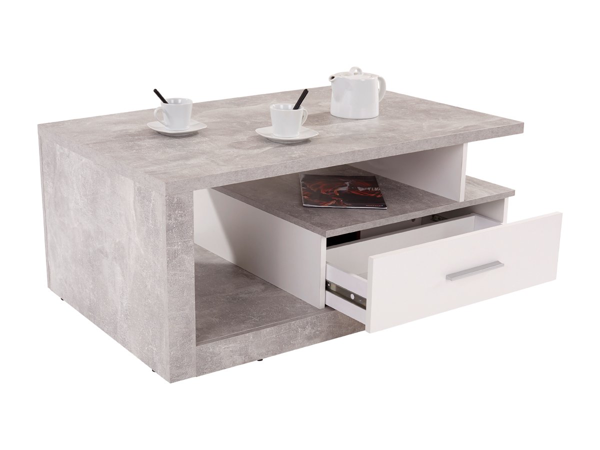 Couchtisch in Betonoptik - weiß 110 cm - IGUAN