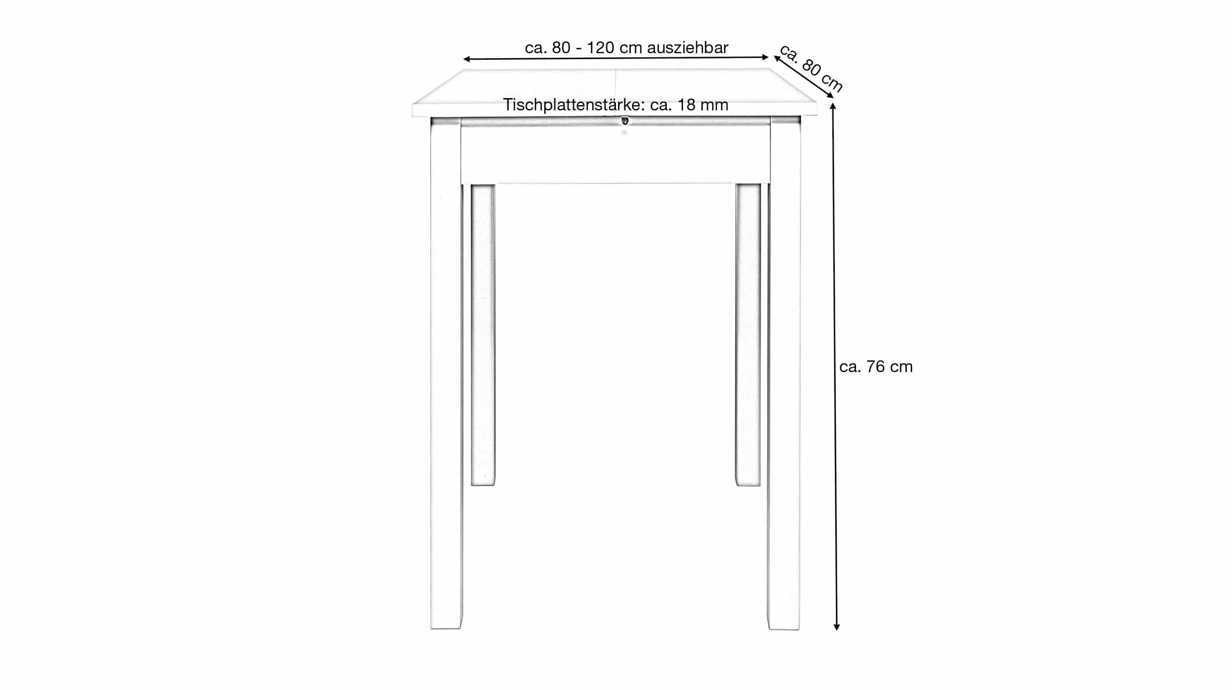 Esstisch 80 - 120 cm ausziehbar weiß - COBURG