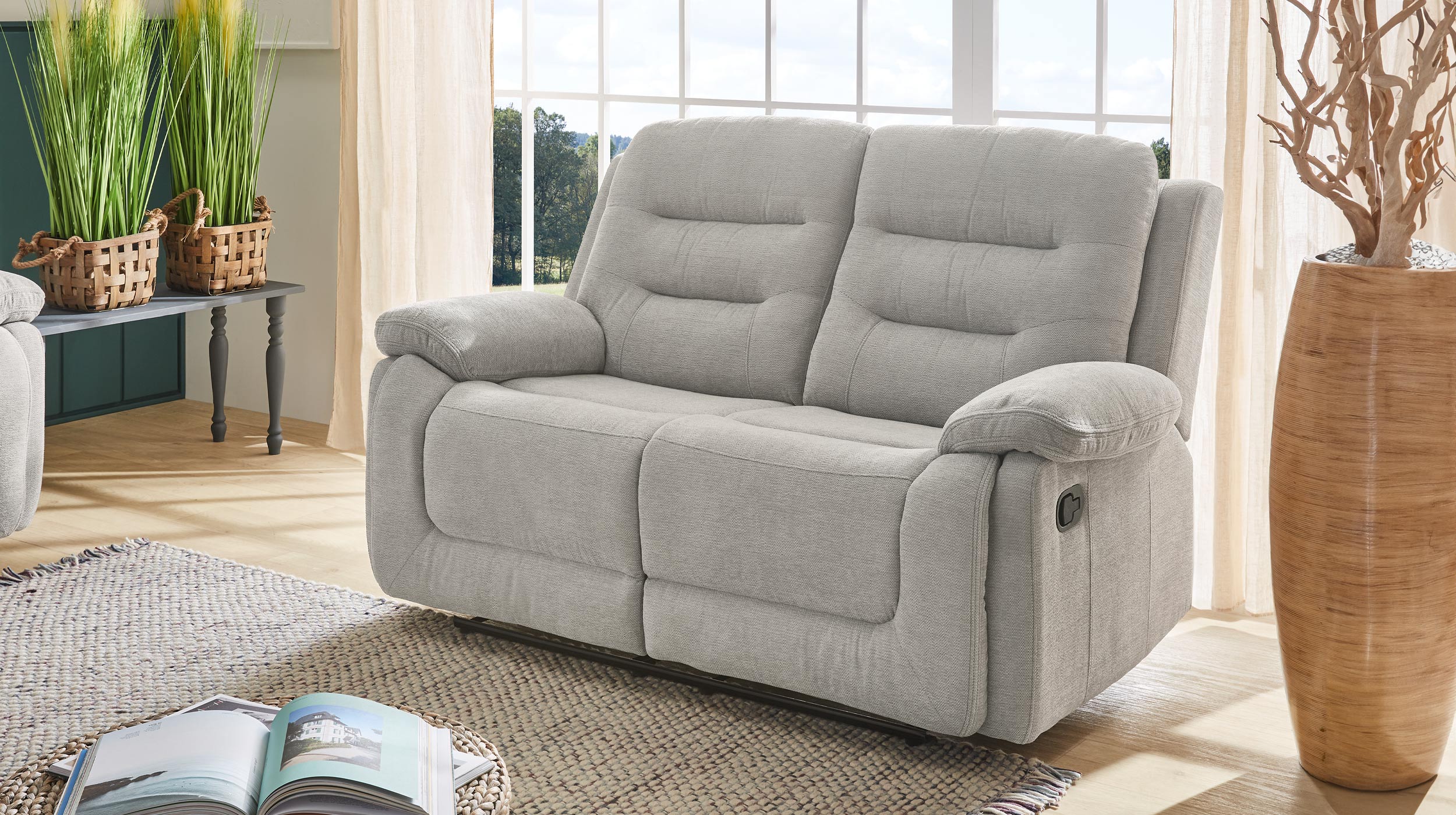 Einzelsofa 2-Sitzer grau 162 cm - mit Relaxfunktion - SYLT