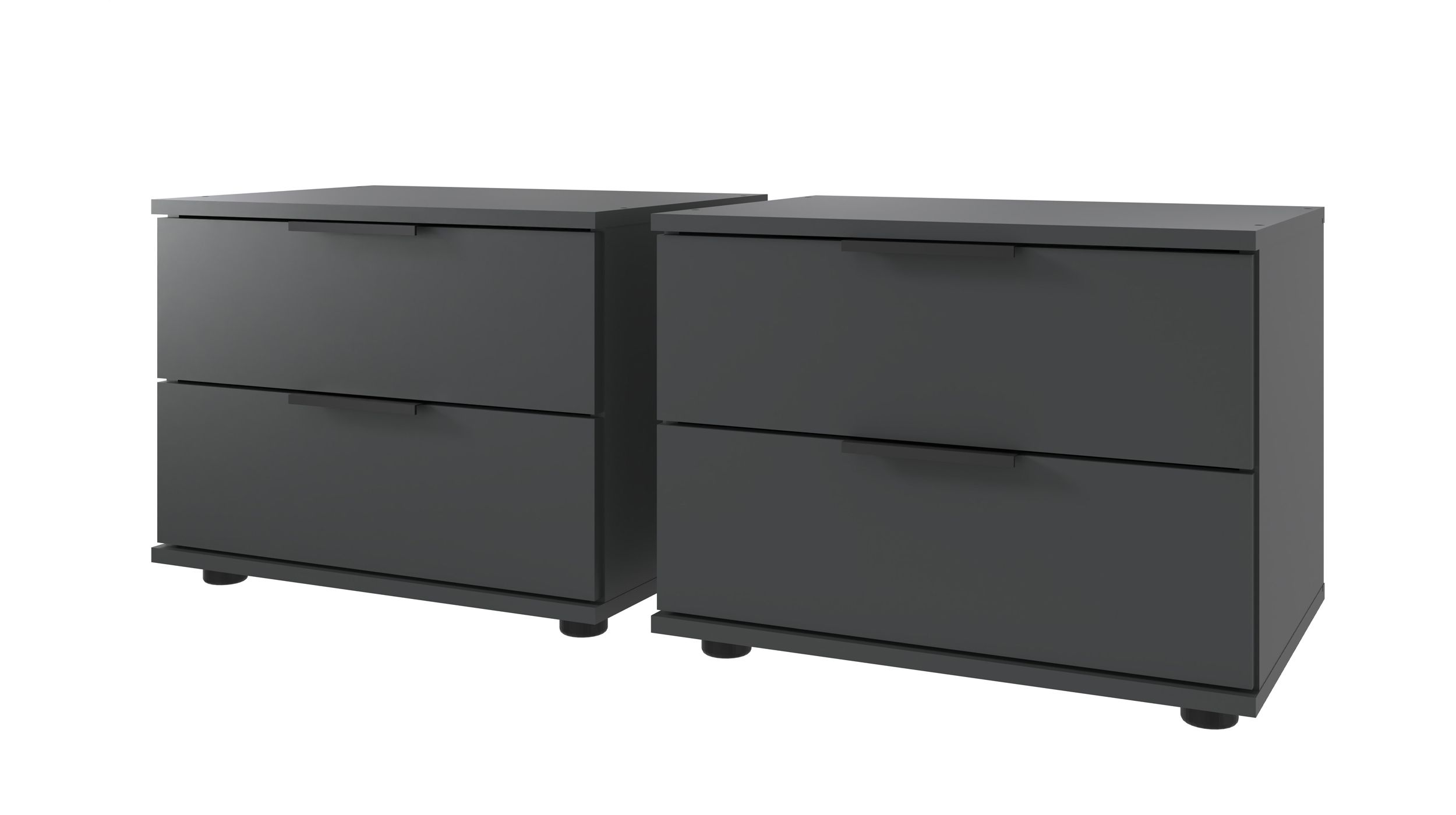 Nachttisch Paar graphit 52 x 38 cm 2 Schubladen - SAIGON Nachttisch Paar graphit 52 x 38 cm 2 Schubladen - SAIGON
