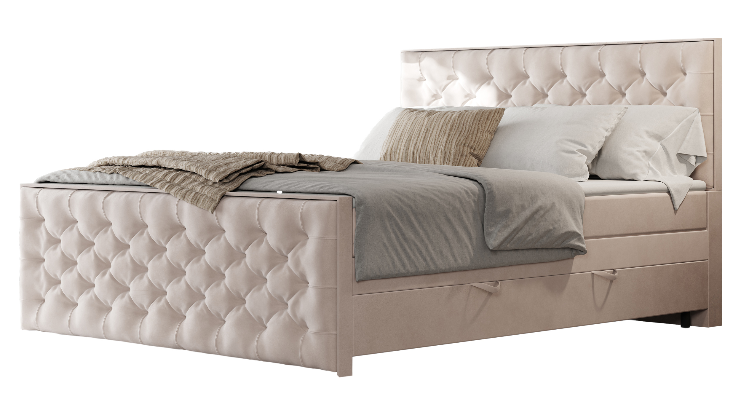 Boxspringbett 200 x 200 cm mit Bettkasten creme - LANCIANO Boxspringbett 200 x 200 cm mit Bettkasten creme - LANCIANO