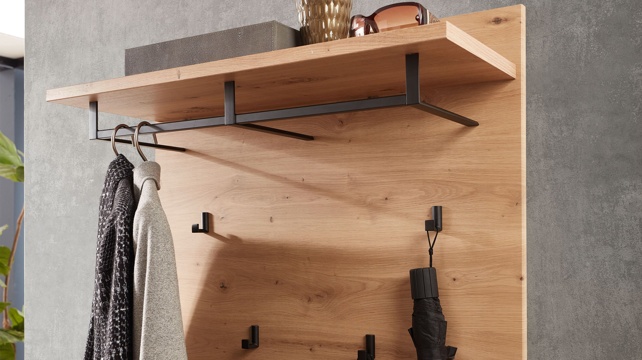 Wandgarderobe Paneele Artisan Eiche - Graphit - 80 cm - MEMPHIS