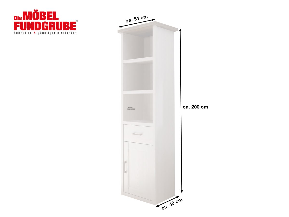 Bücherregal Standregal Pinie weiß - Trüffel  54 x 200 cm - LUCA