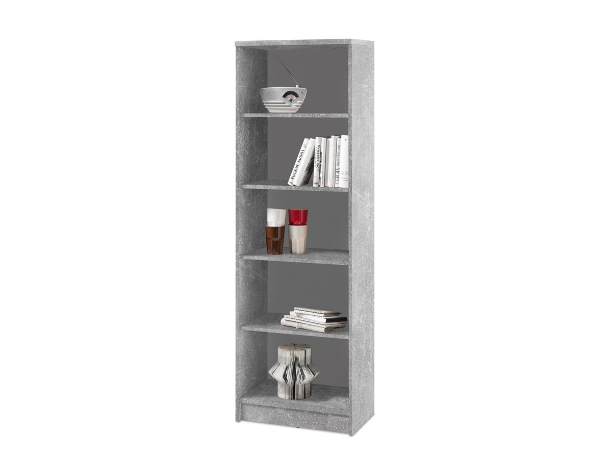 Bücherregal Standregal Betonoptik - weiß 54 x 148 cm - 4 Einlegeböden - OPTIMUS Bücherregal Standregal Betonoptik - weiß 54 x 148 cm - 4 Einlegeböden - OPTIMUS