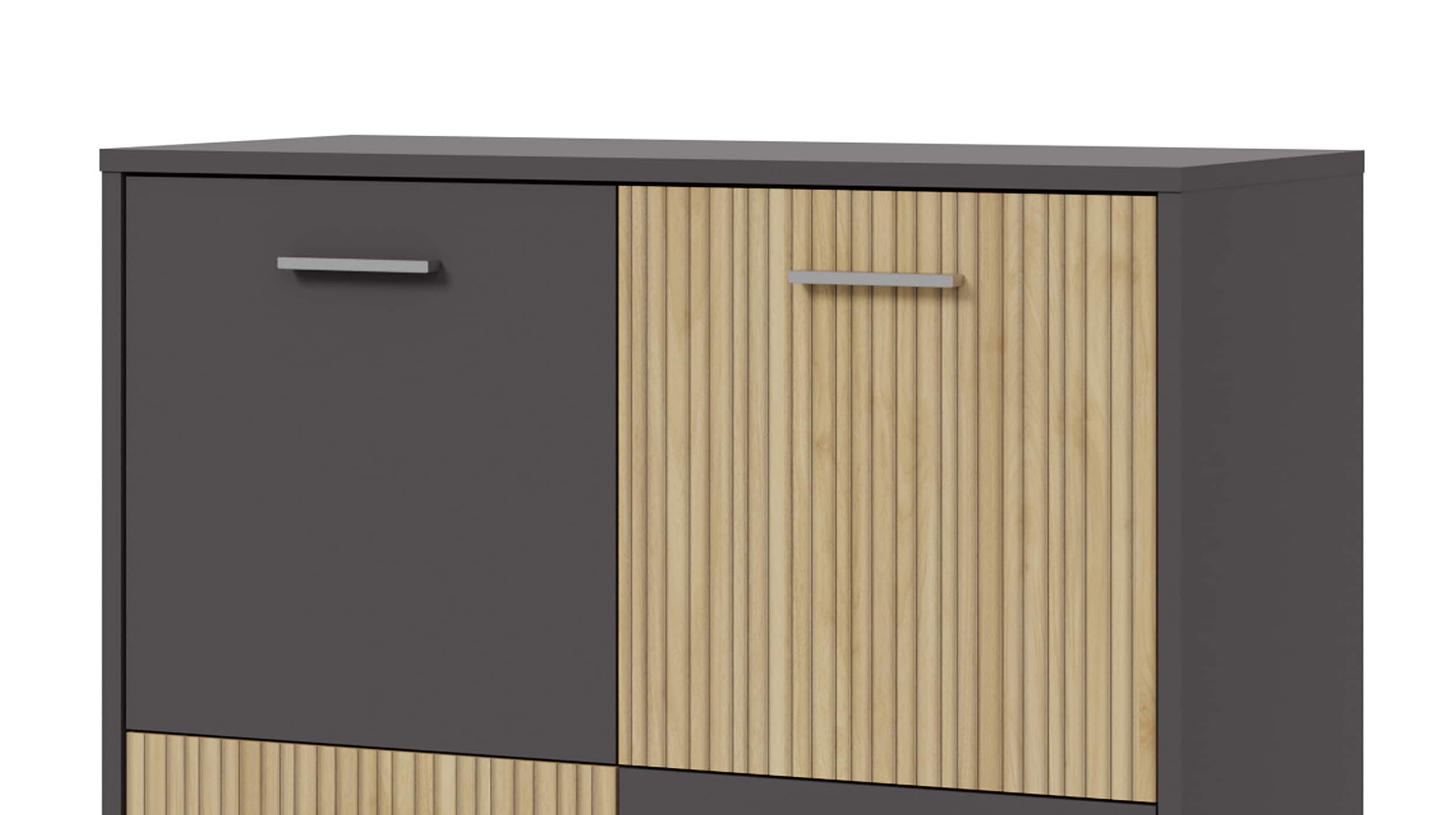 Kommode anthrazit - Artisan Eiche 93 cm 4-türig - QUADRO