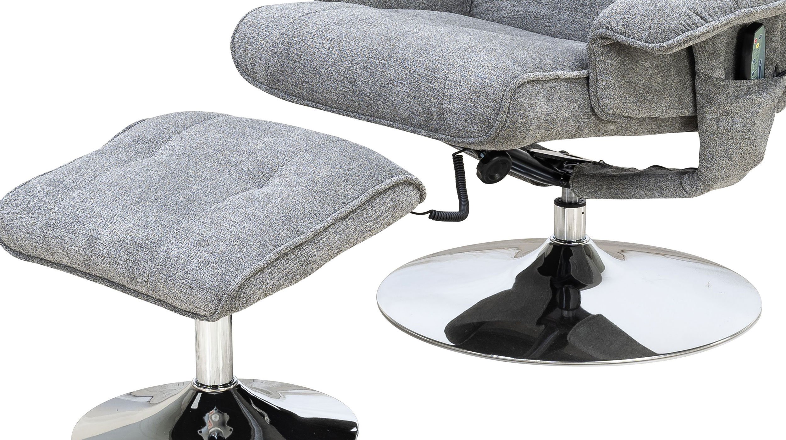 Relaxsessel mit Hocker grau Microfaser drehbar - TOMA