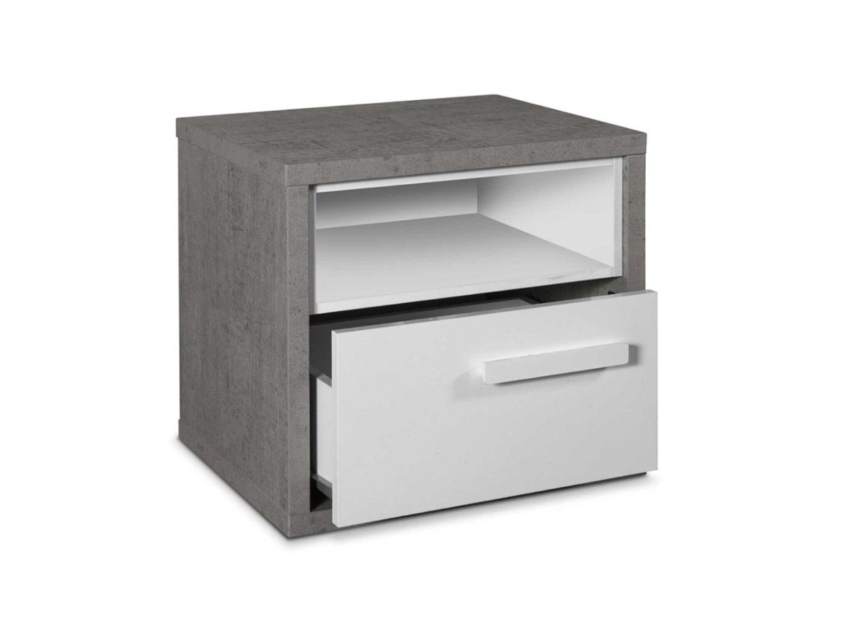 Nachttisch Betonoptik weiß hochglanz 45 cm x 40 cm - MIPIACE Nachttisch Betonoptik weiß hochglanz 45 cm x 40 cm - MIPIACE