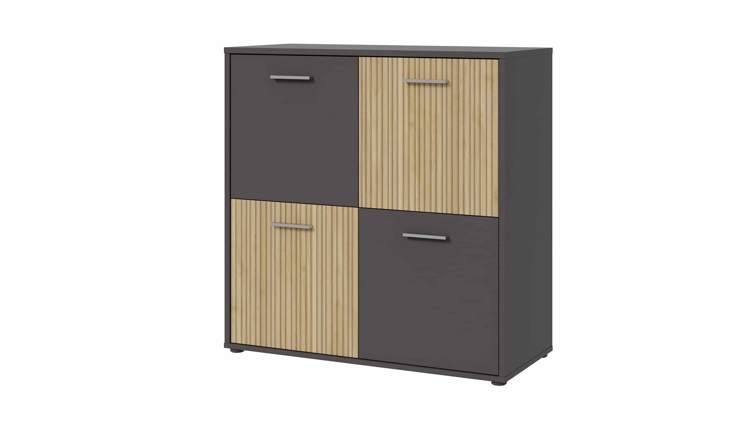 Kommode anthrazit - Artisan Eiche 93 cm 4-türig - QUADRO Kommode anthrazit - Artisan Eiche 93 cm 4-türig - QUADRO