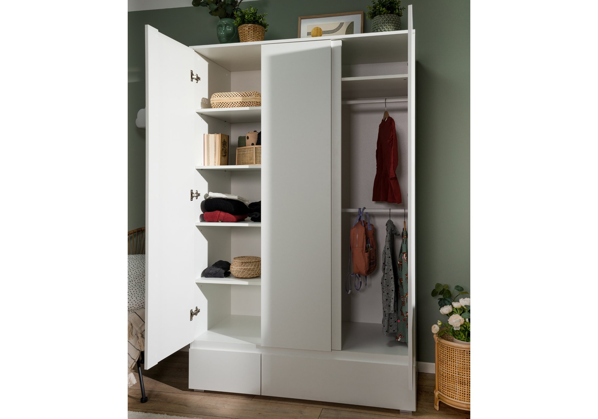 Kleiderschrank weiß 120 cm 3-türig - IMAGE