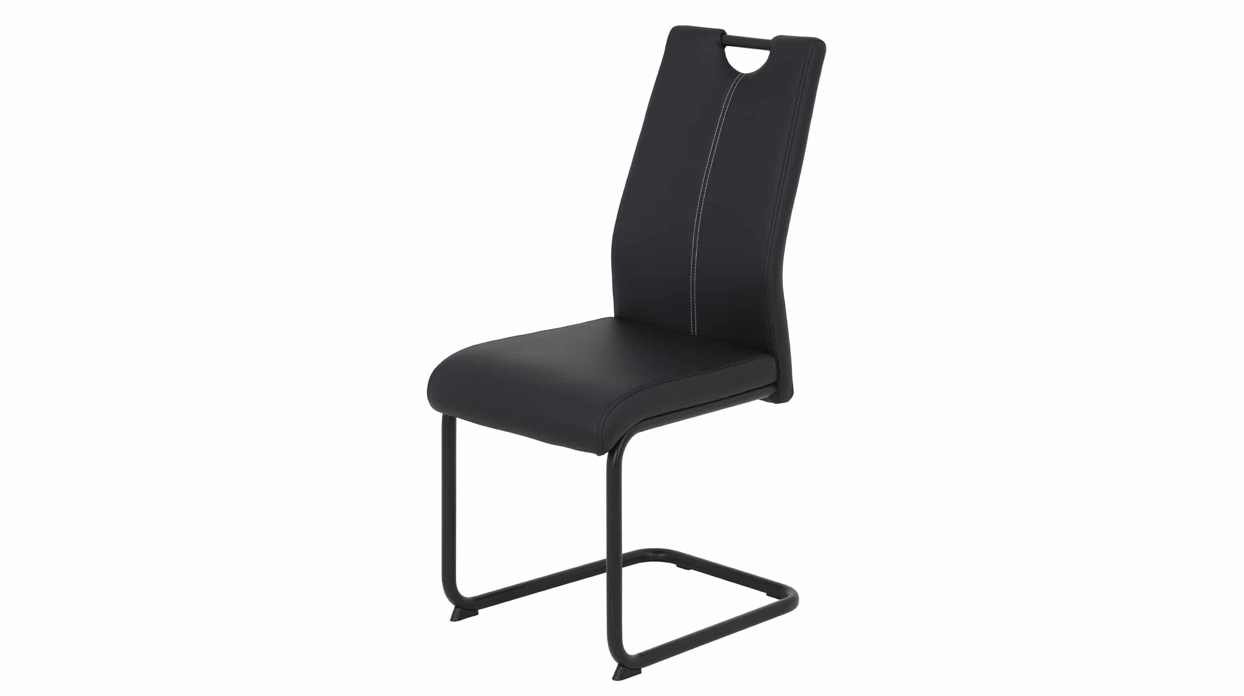 Schwingstuhl schwarz Freischwinger Lederlook - CORINNA Schwingstuhl schwarz Freischwinger Lederlook - CORINNA