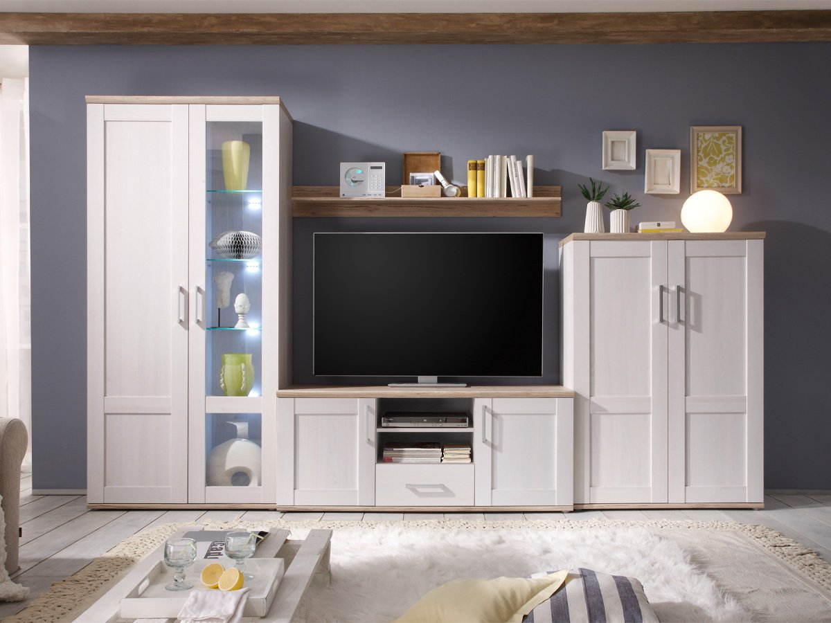 Wohnwand San Remo Eiche - 329 cm - ROMANCE