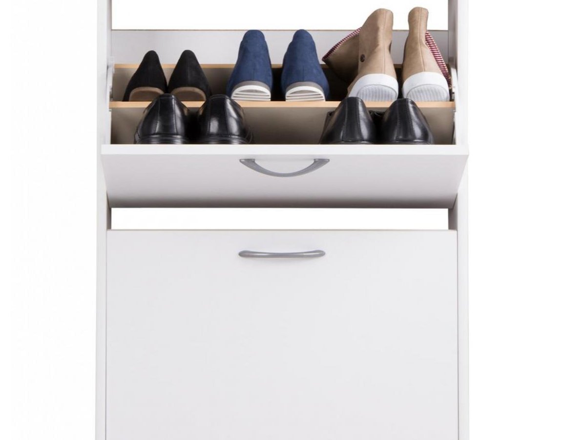 Schuhschrank weiß 58 x 124 cm 3 Türen - MAINZ 1