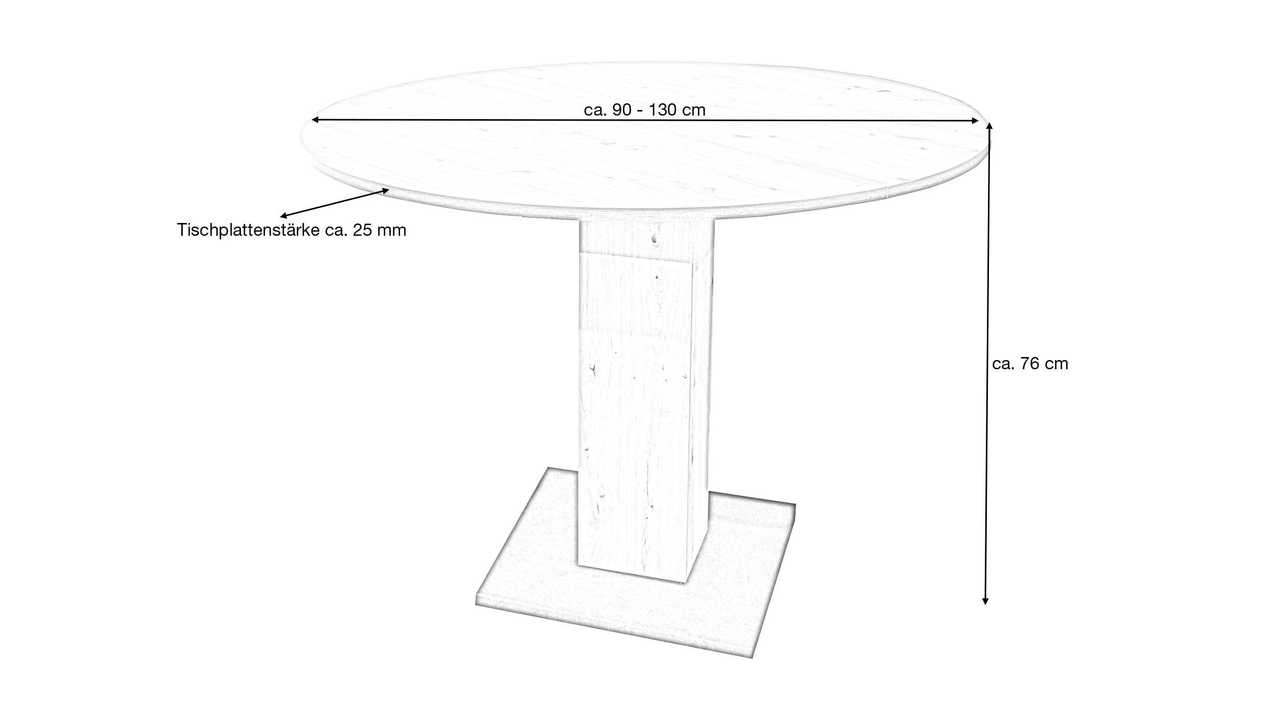 Esstisch rund ausziehbar 130 cm Asteiche - TAP