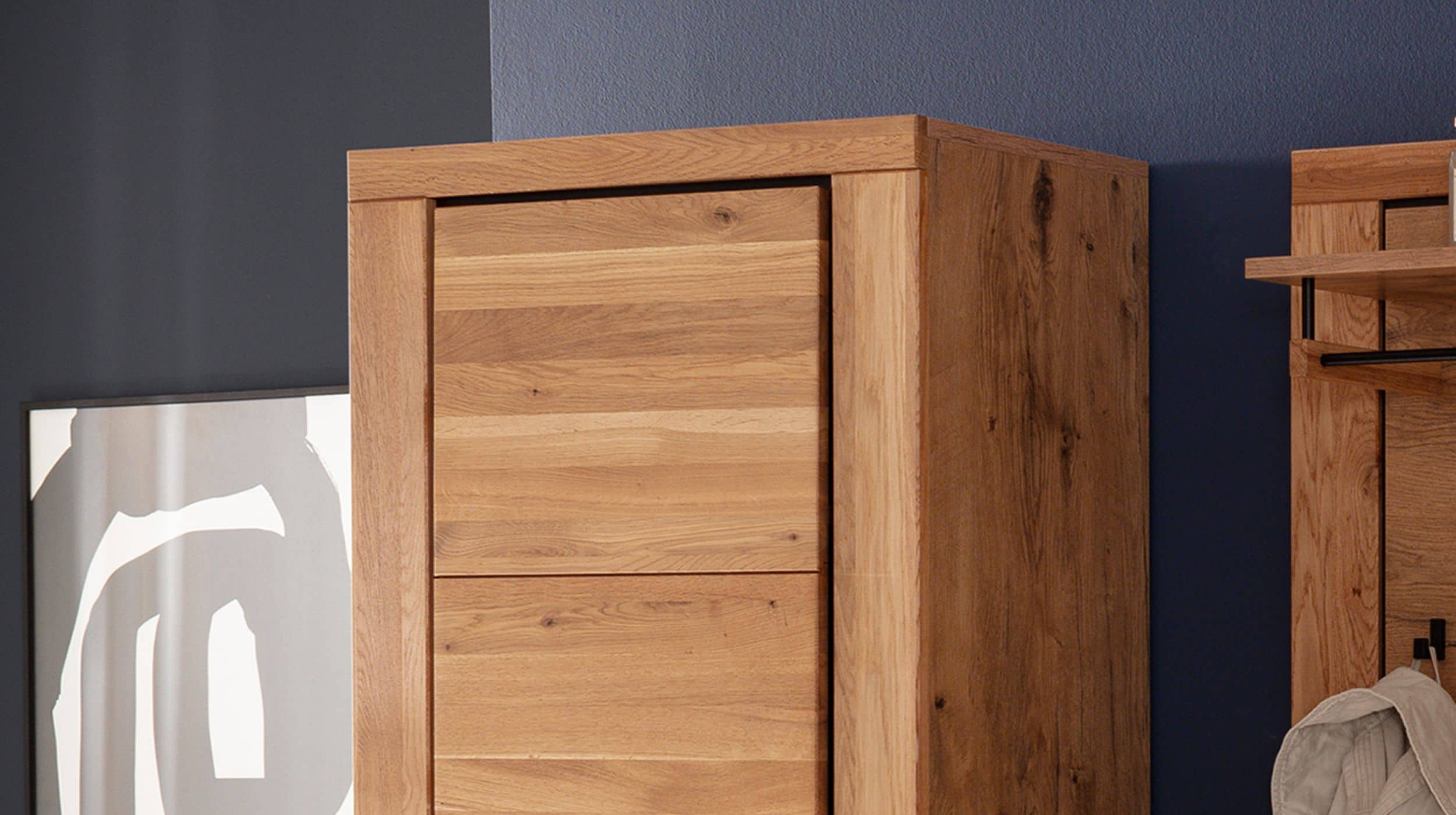 Garderobenschrank Wildeiche teilmassiv geölt - 80 cm - GRENO