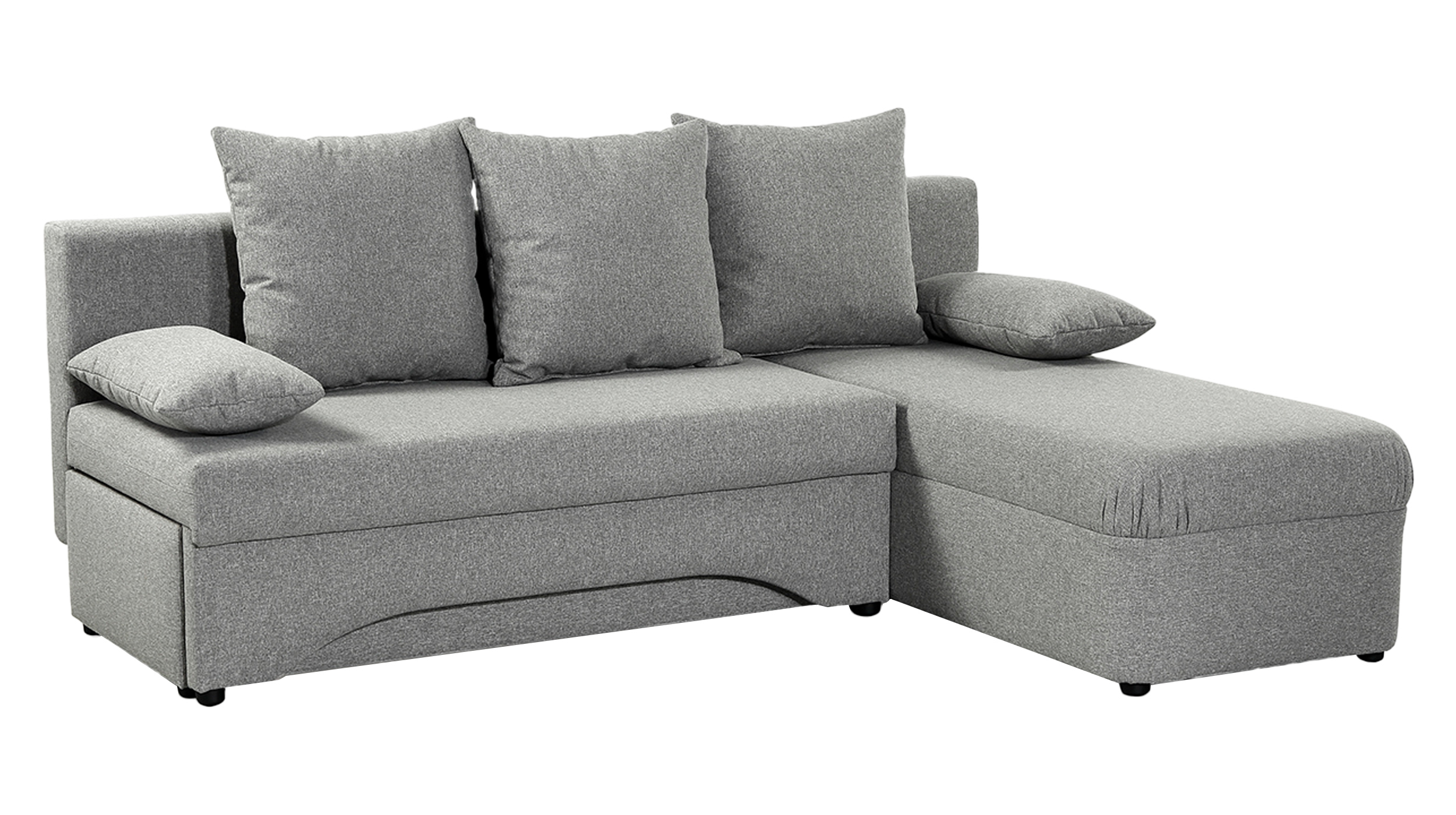 Ecksofa mit Schlaffunktion grau - mit Bettkasten 190 cm - PETRA Ecksofa mit Schlaffunktion grau - mit Bettkasten 190 cm - PETRA