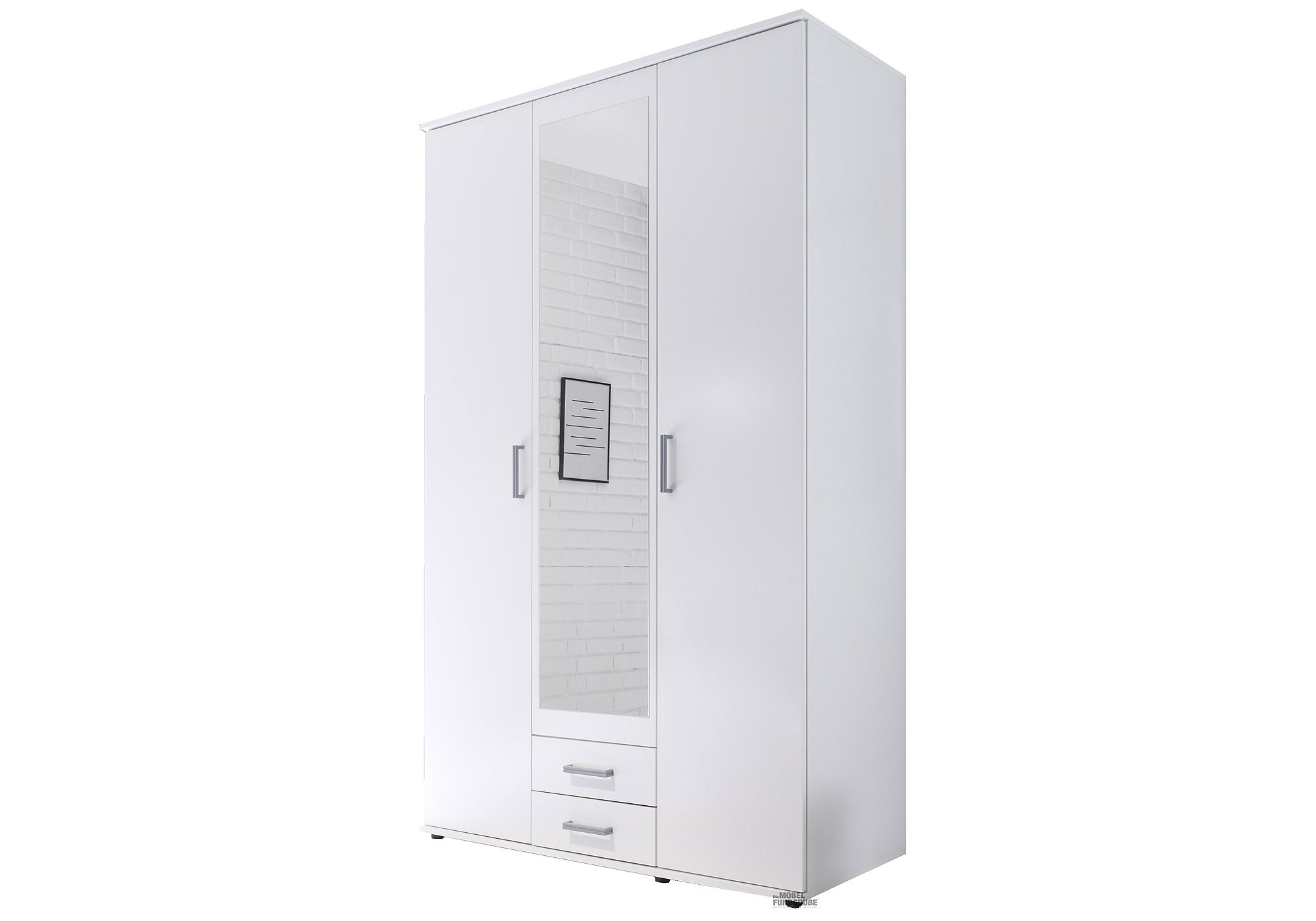 Kleiderschrank mit Spiegel - weiß - 120 cm - KARL Kleiderschrank mit Spiegel - weiß - 120 cm - KARL