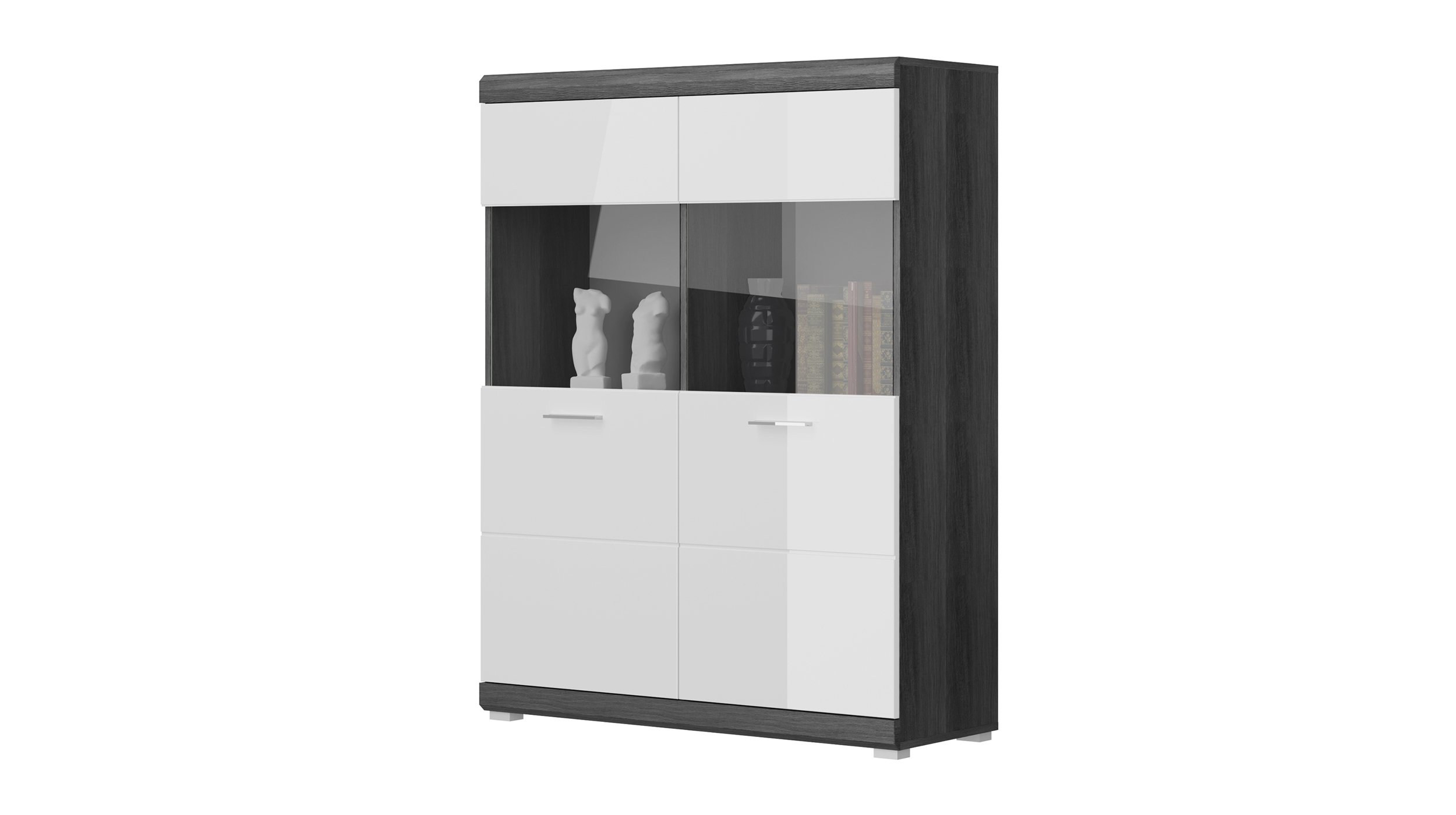 Highboard weiß Hochglanz - Rauchsilber 114 cm - SCOUT Highboard weiß Hochglanz - Rauchsilber 114 cm - SCOUT