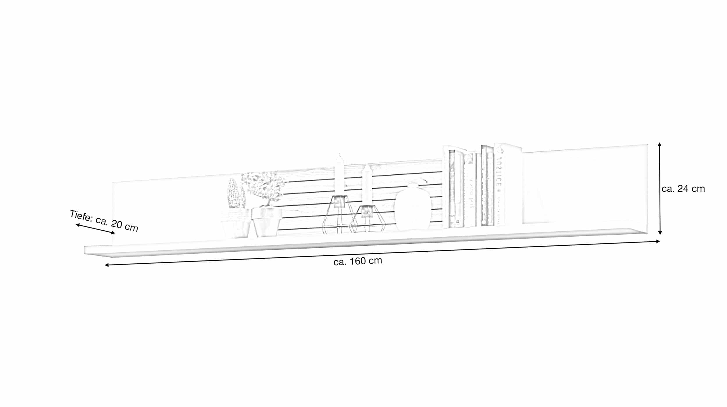 Wandboard lichtgrau - Coast Evoke Eiche 160 cm - ALVERNO