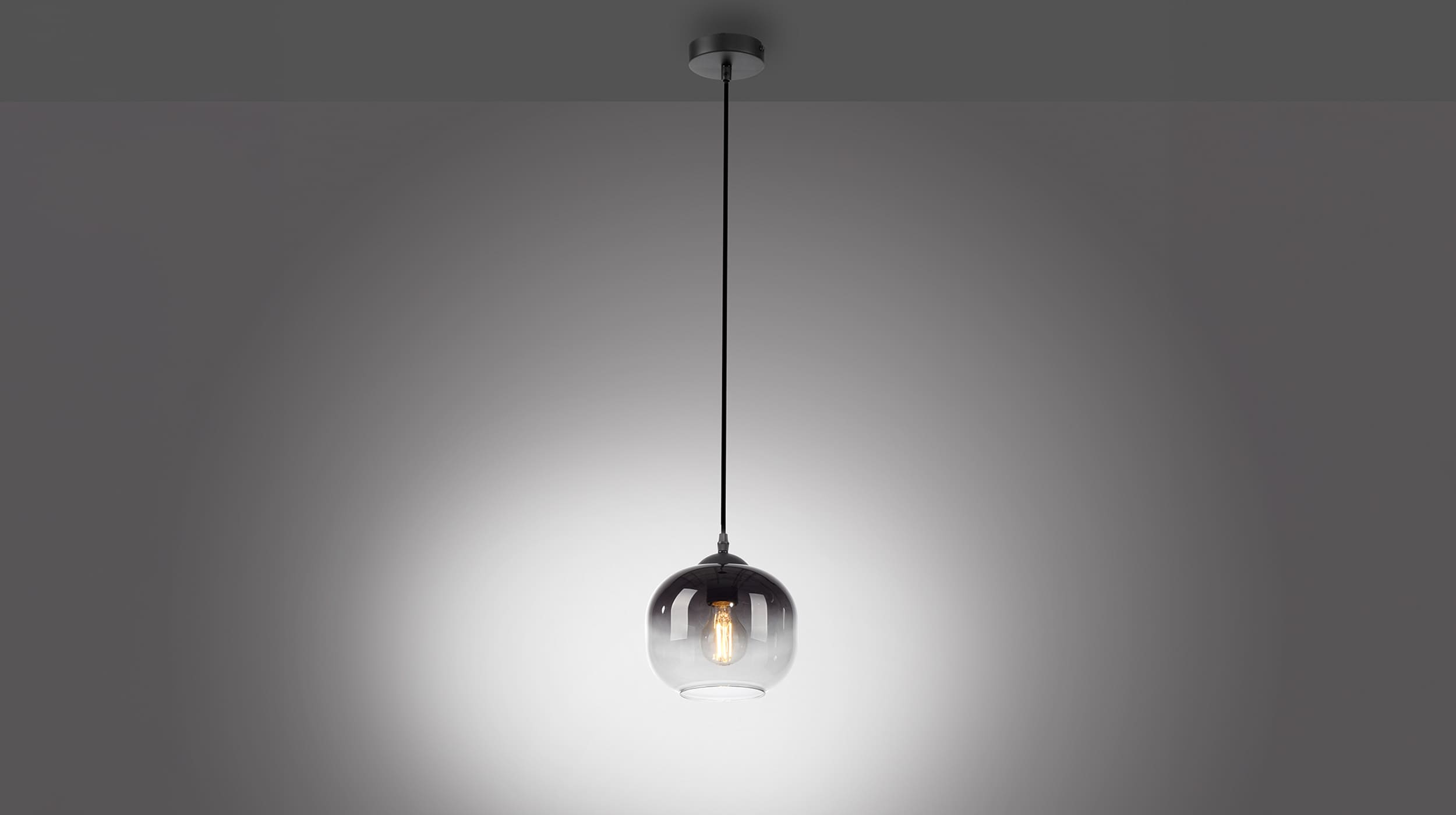 Hängelampe schwarz 19 cm Rauchglas-Lampenschirm - ZEA