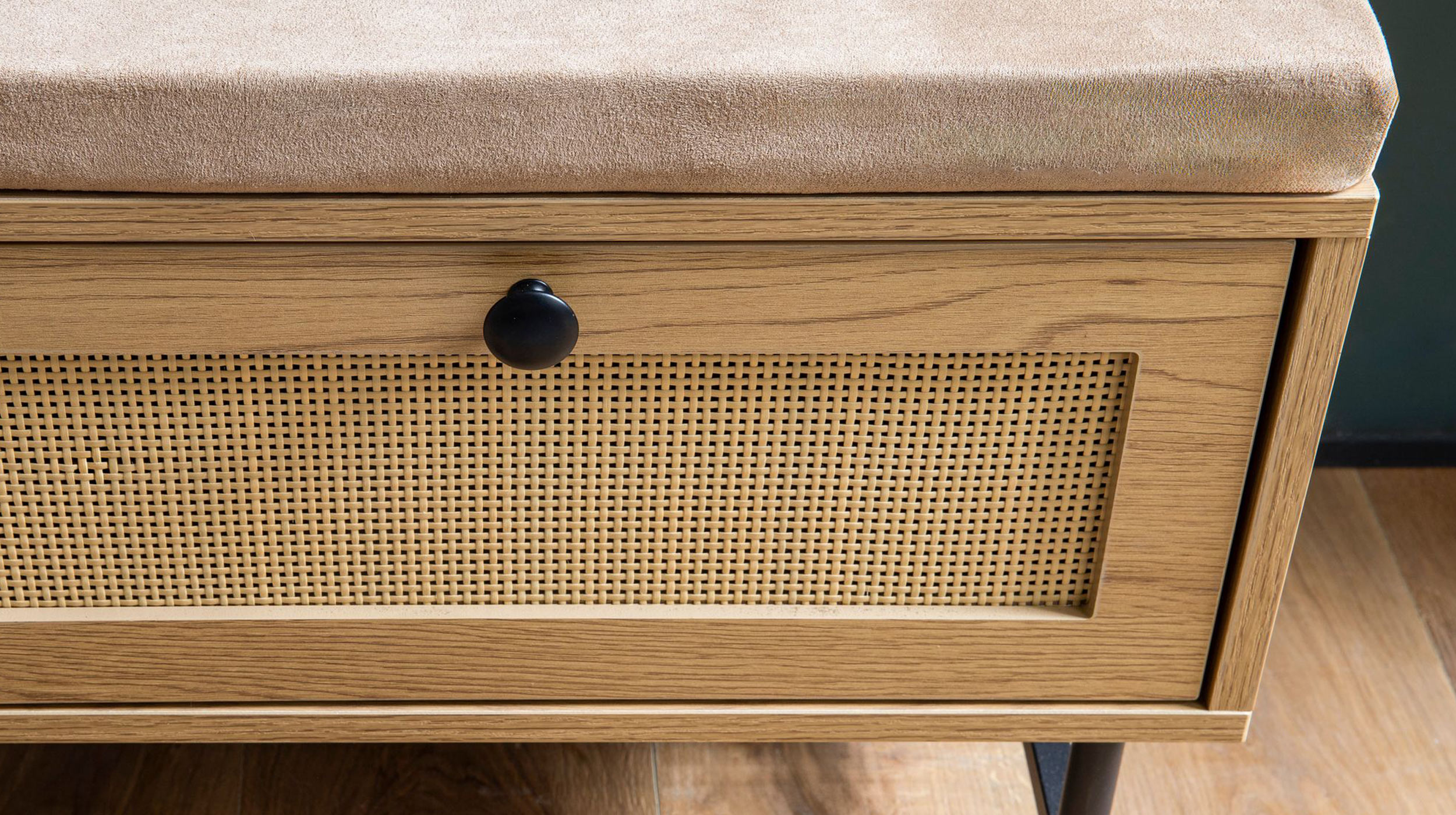Garderobenbank Eiche Holzdekor - Rattan B 100 x H 48 cm - RATVAN