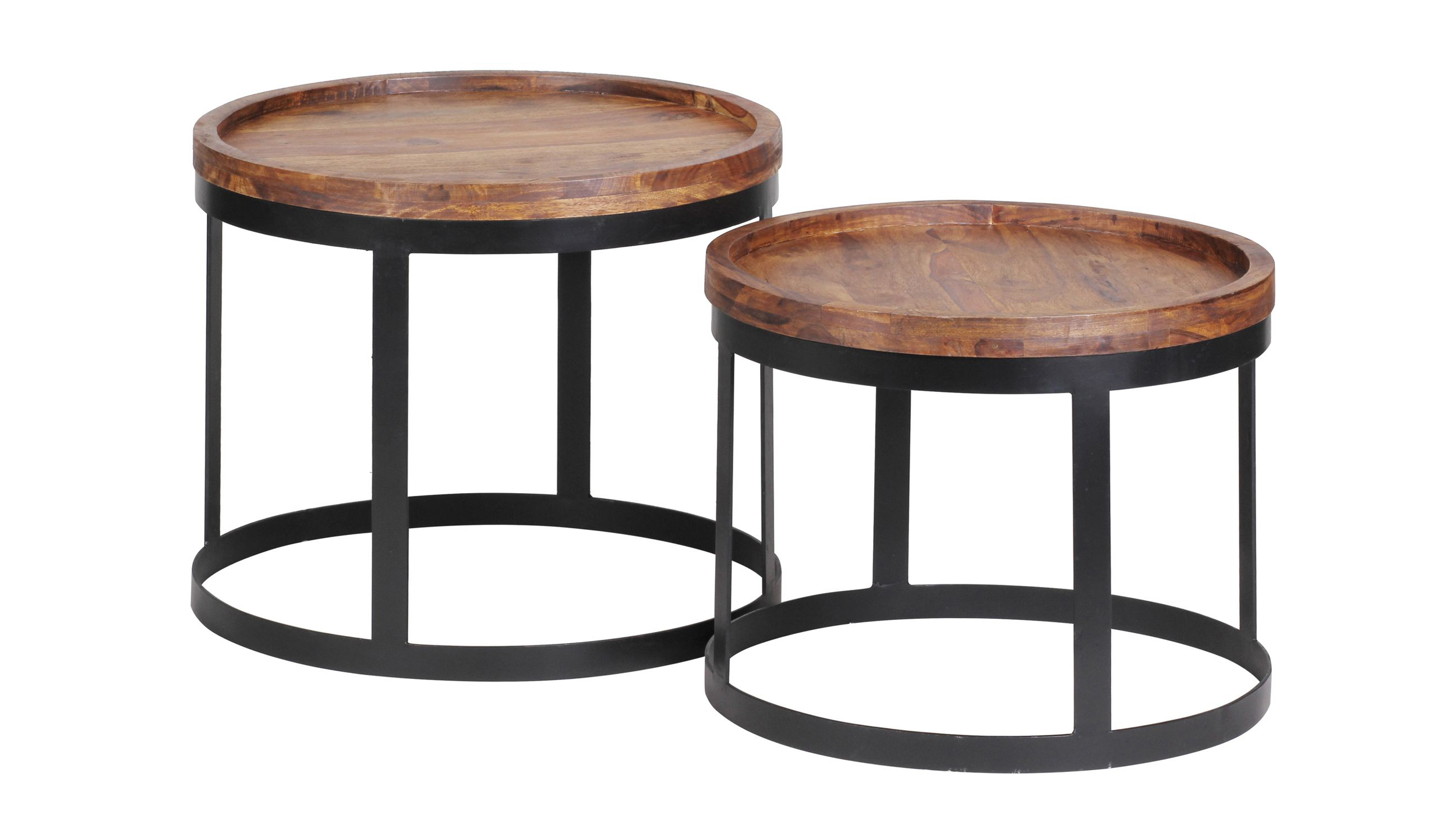Couchtisch 2er-Set Sheesham massiv gebeizt - 53 cm - 48 cm - TRANA Couchtisch 2er-Set Sheesham massiv gebeizt - 53 cm - 48 cm - TRANA
