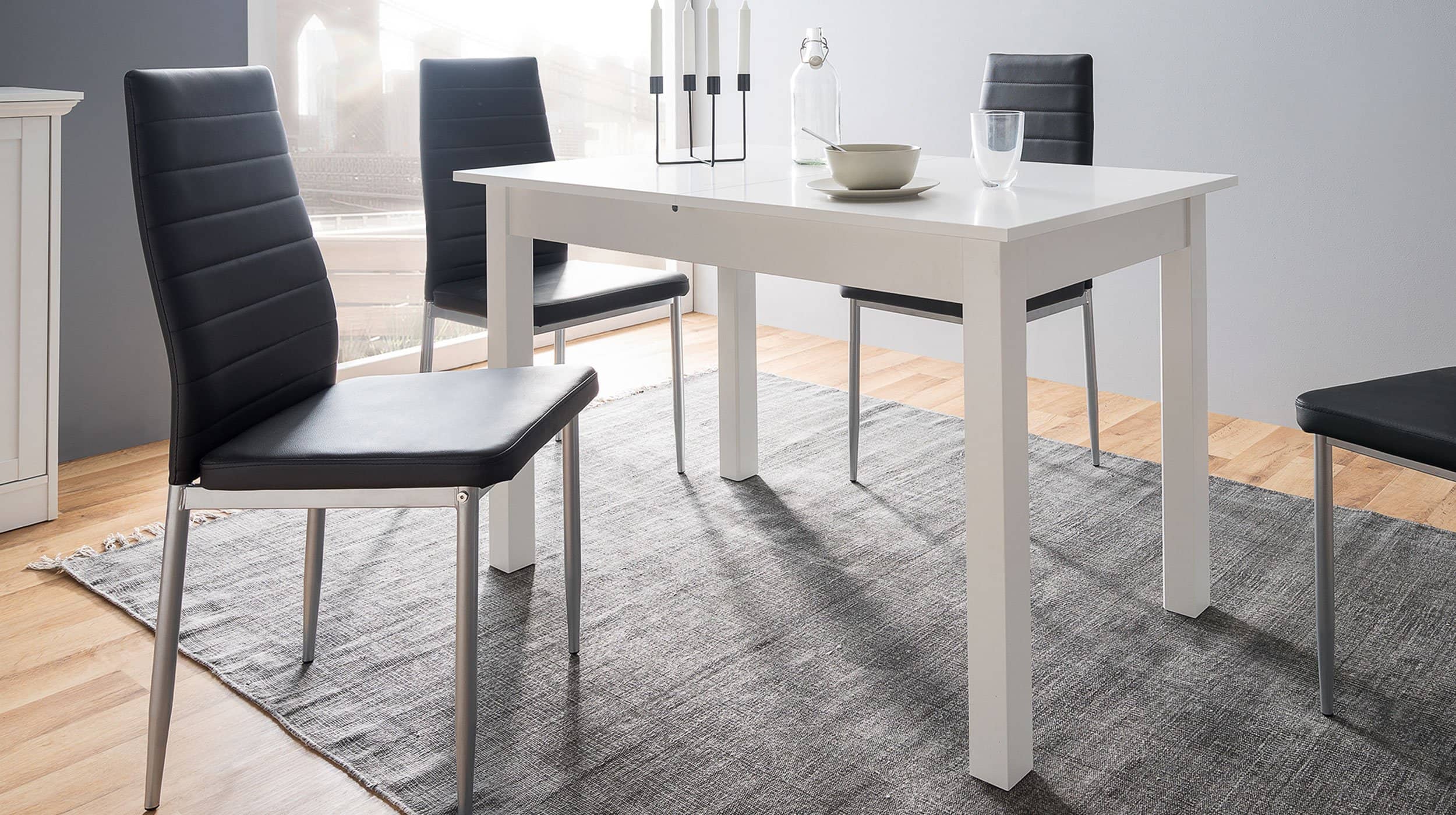 Esstisch 120 - 160 cm ausziehbar weiß - COBURG