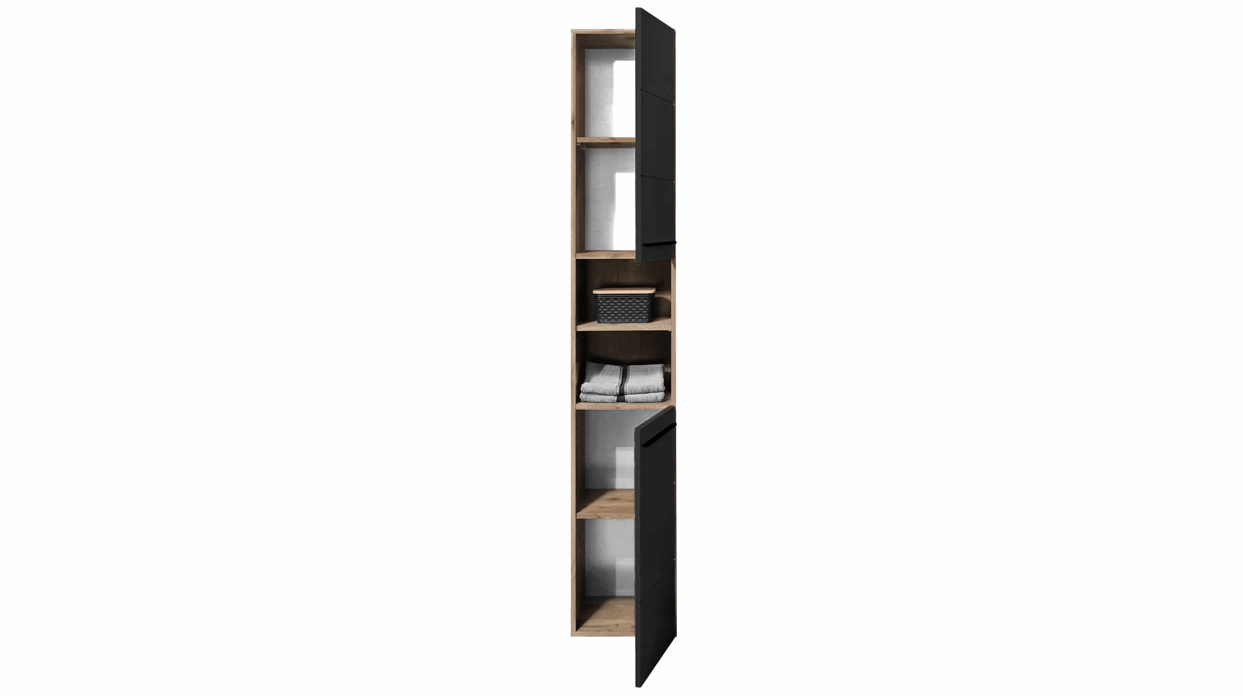 Bad Hochschrank schwarz - Viking Oak 190 cm - VISTA