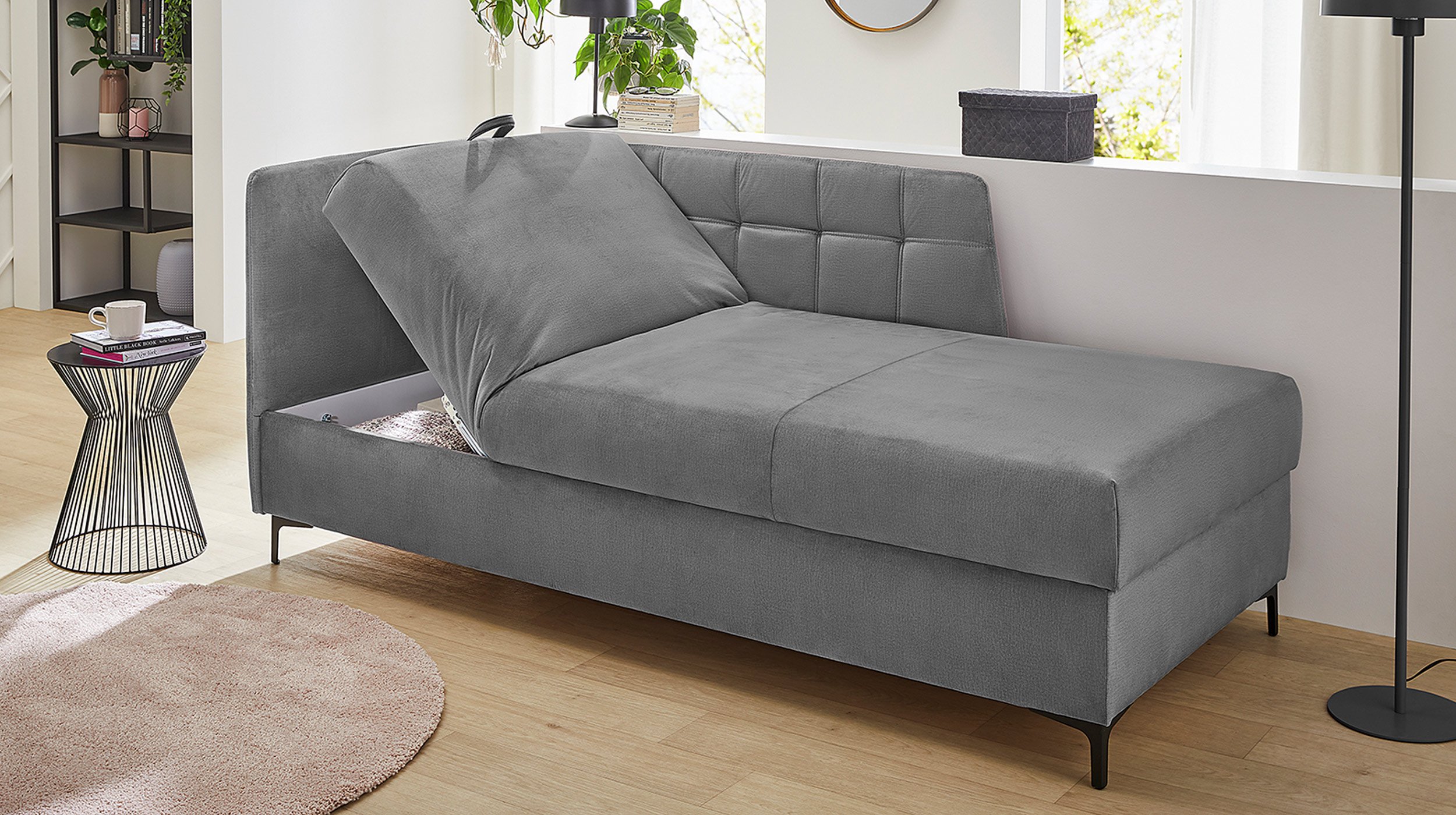 Einzelsofa 207 cm Recamiere Sofa grau - MARIE