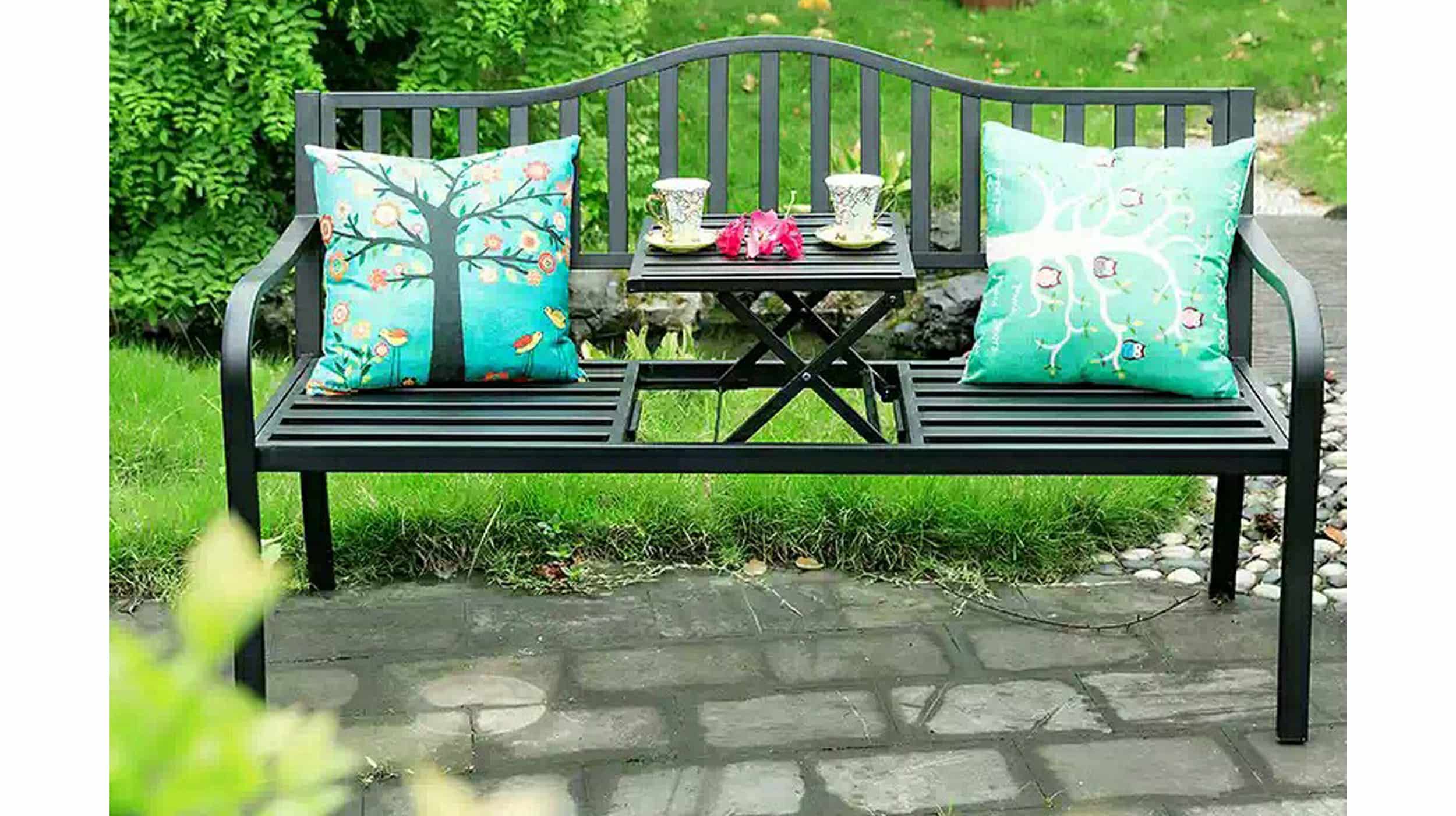 Gartenbank Metallgestell antharzit 150 cm - MARITA