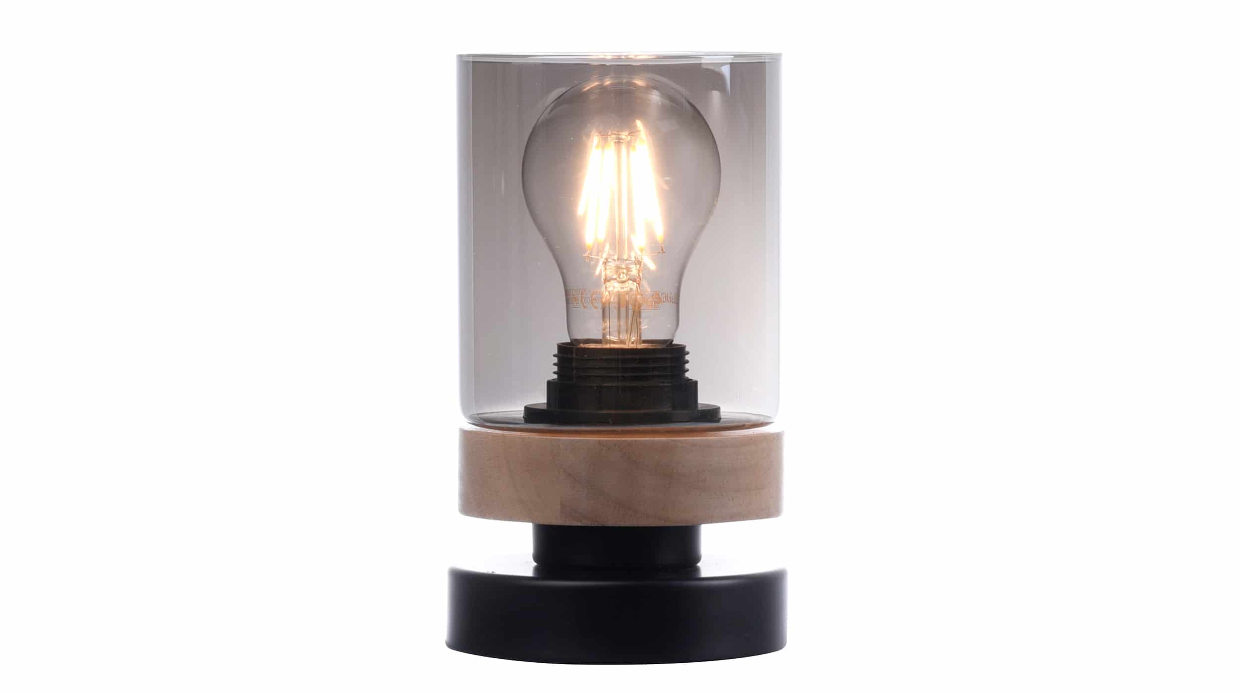Tischlampe schwarz Rauchglas 1-flammig drehbar - PASQUAL Tischlampe schwarz Rauchglas 1-flammig drehbar - PASQUAL