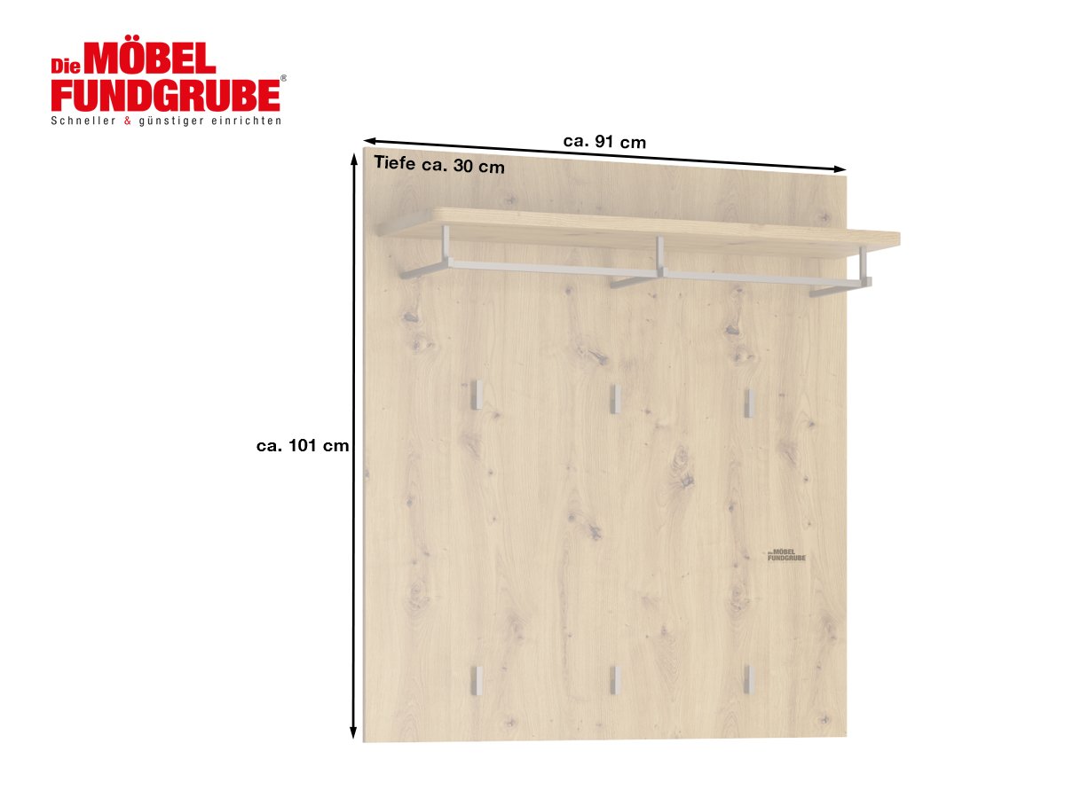 Wandgarderobe 91 cm Artisan Eiche - BRIXEN