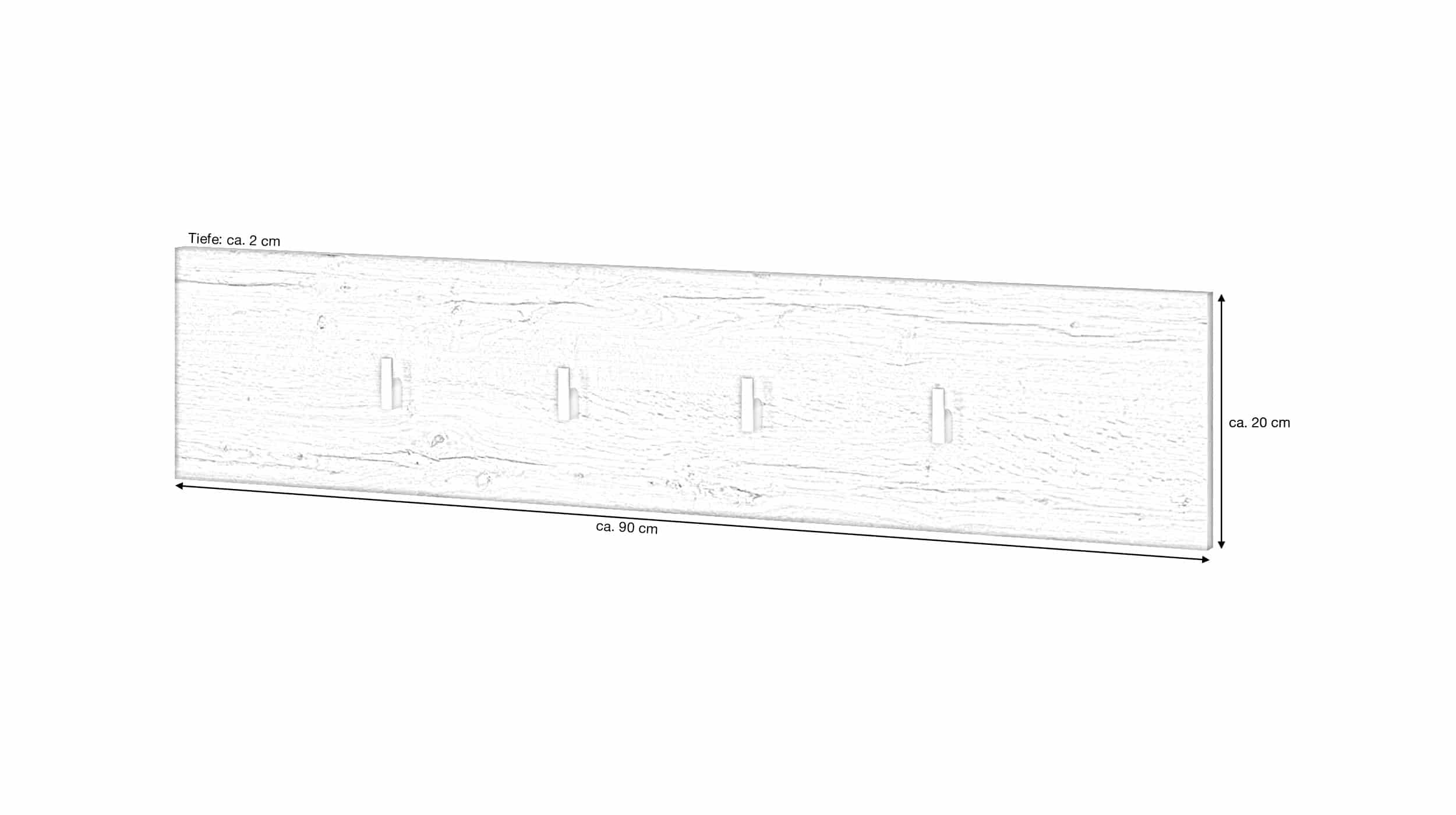 Wandgarderobe Wotan Eiche Paneel 90 cm - HOLA