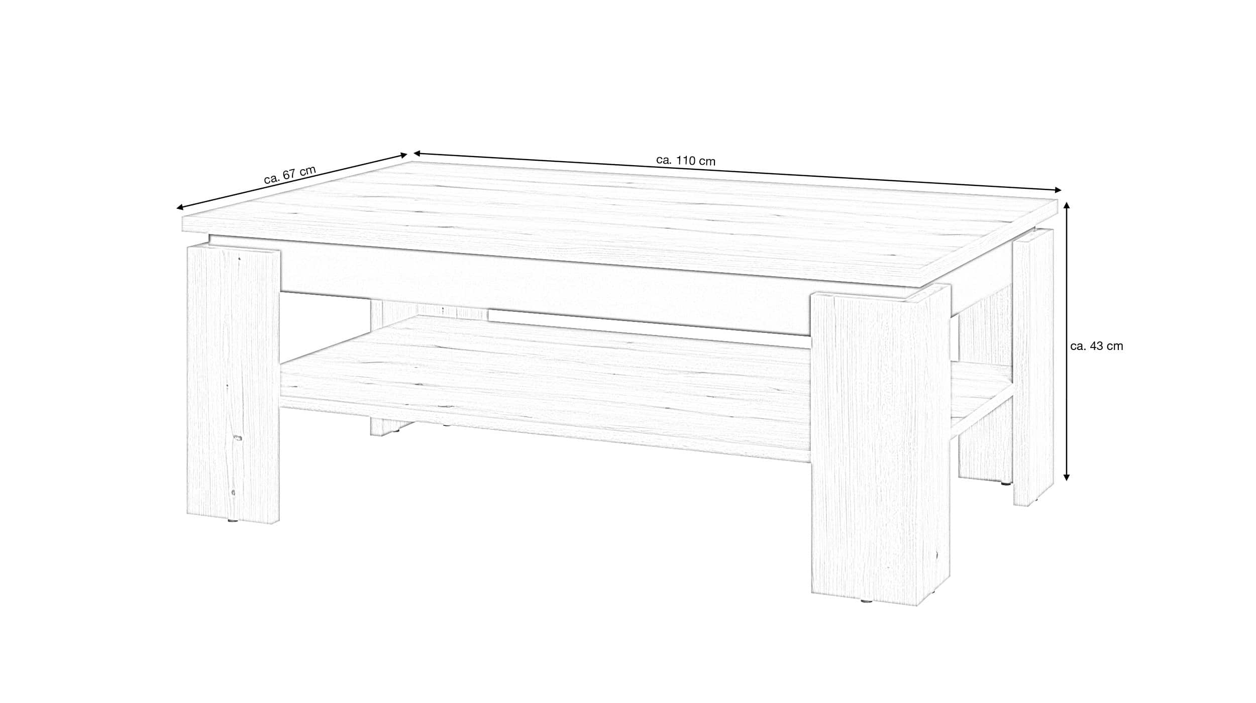 Couchtisch Coast Evoke Eiche - grau 110 x 67 cm - CORTE