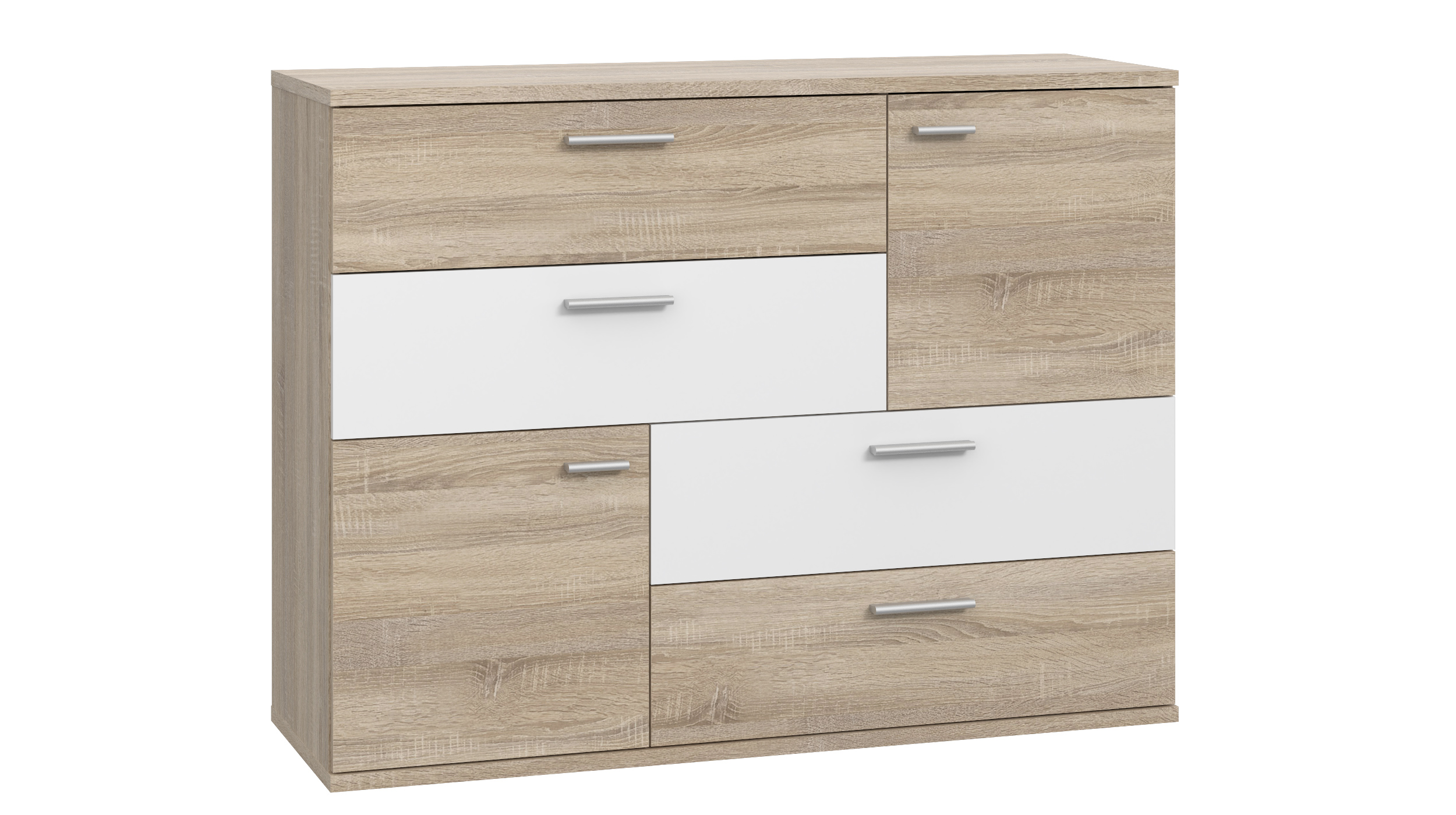 Kommode Sonoma Eiche - weiß 125 cm - SKIVE Kommode Sonoma Eiche - weiß 125 cm - SKIVE
