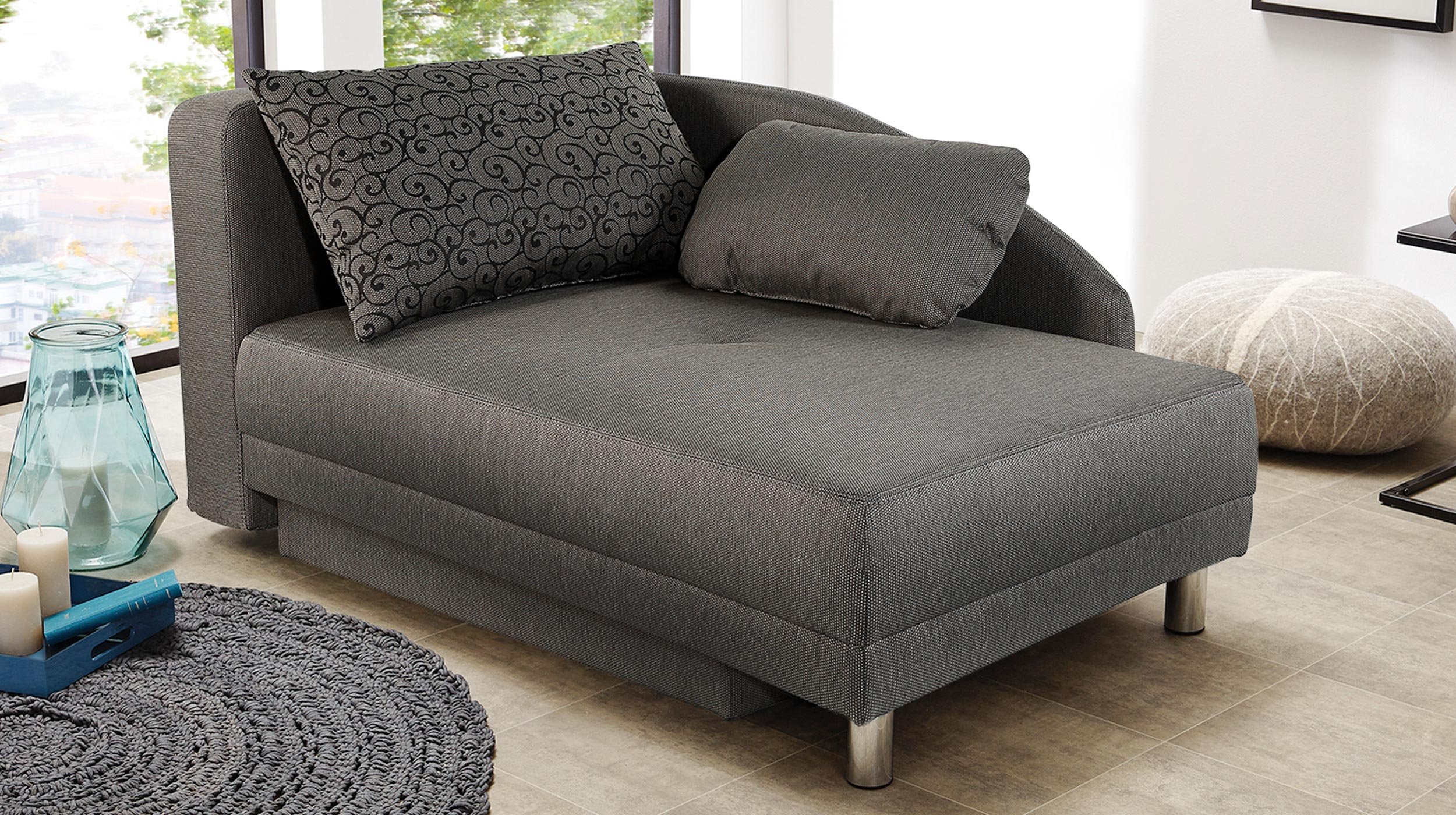 Einzelsofa 157 cm Recamiere braun Schlaffunktion - REUBEN